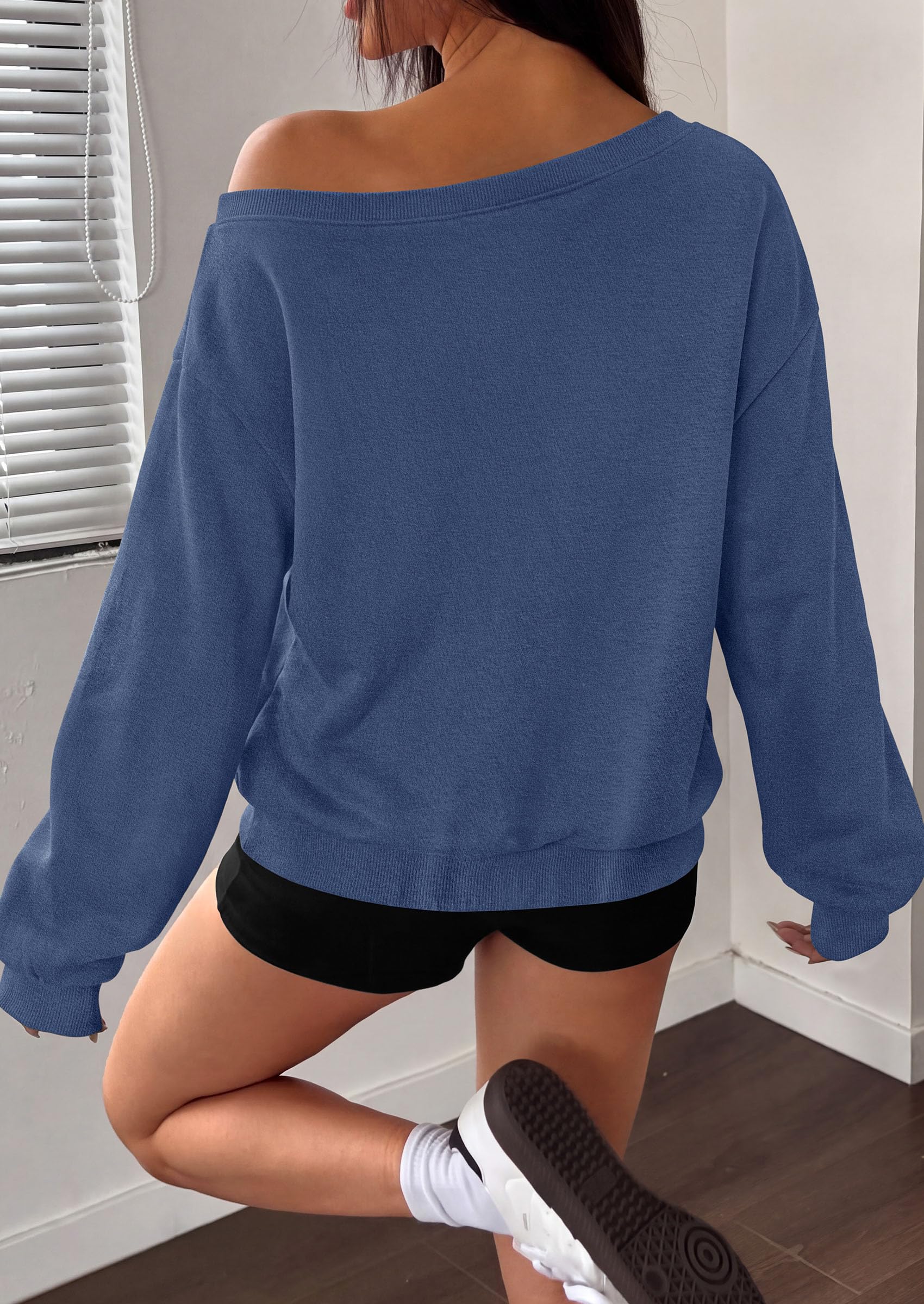 Womens Off The Shoulder Sweatshirt Fall Long Sleeve Tops