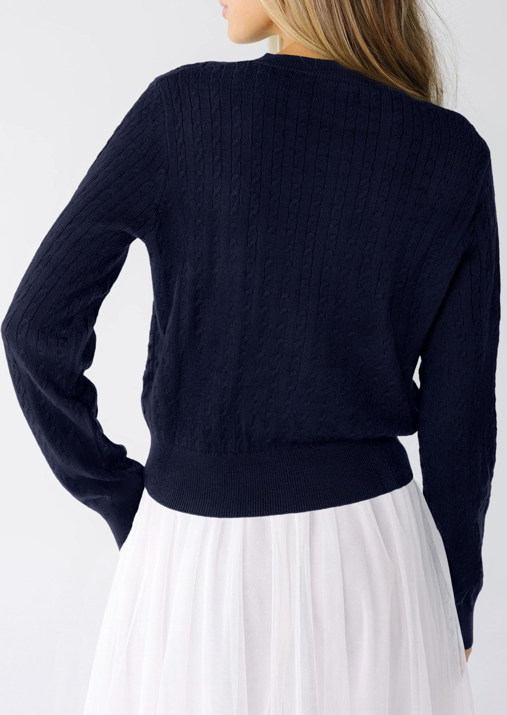 Women Fall Lightweight Cardigans Button Up Cable Knit Sweaters