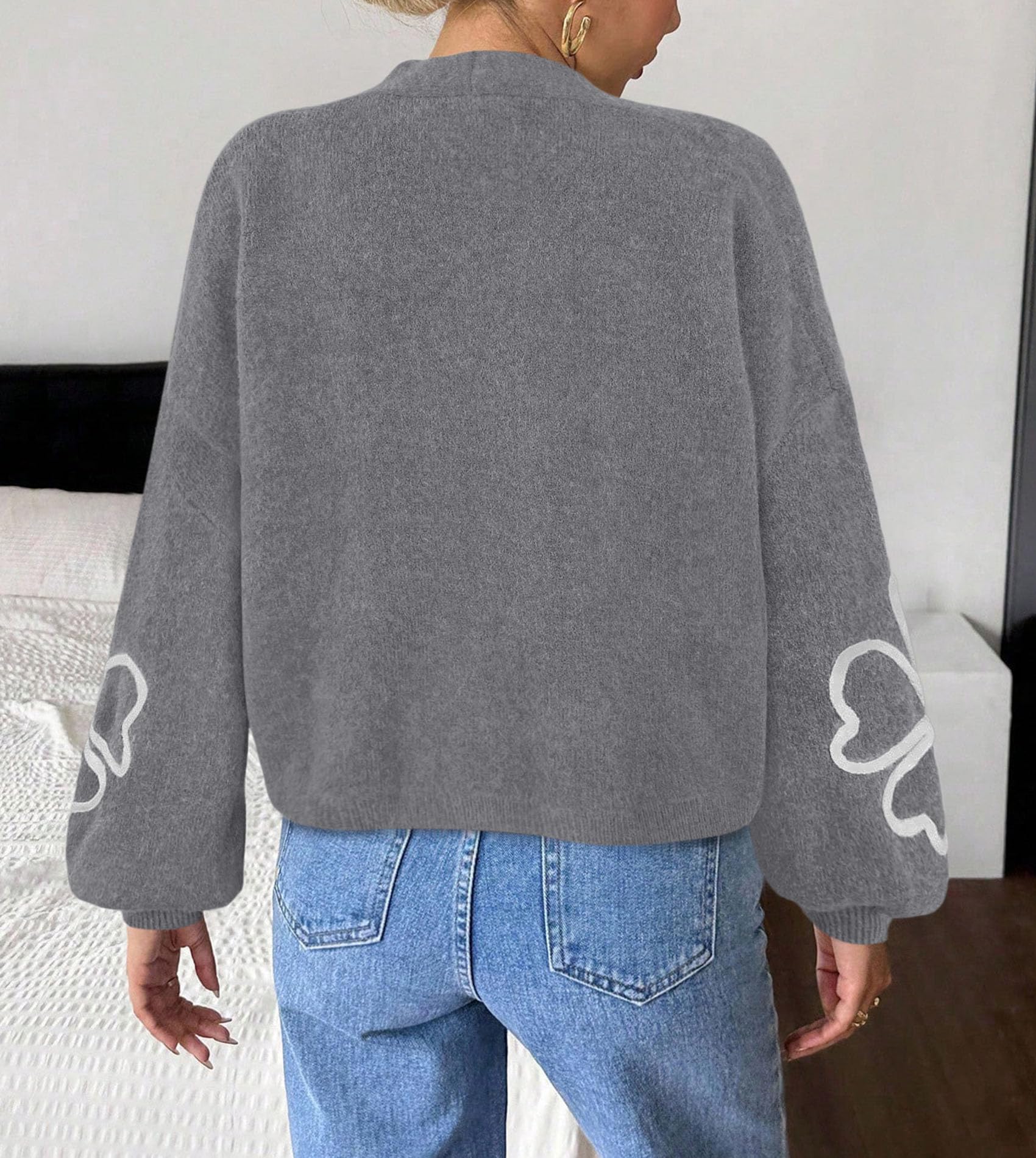 Women's Floral Oversized Cardigan Sweaters Trendy Fall Outfits
