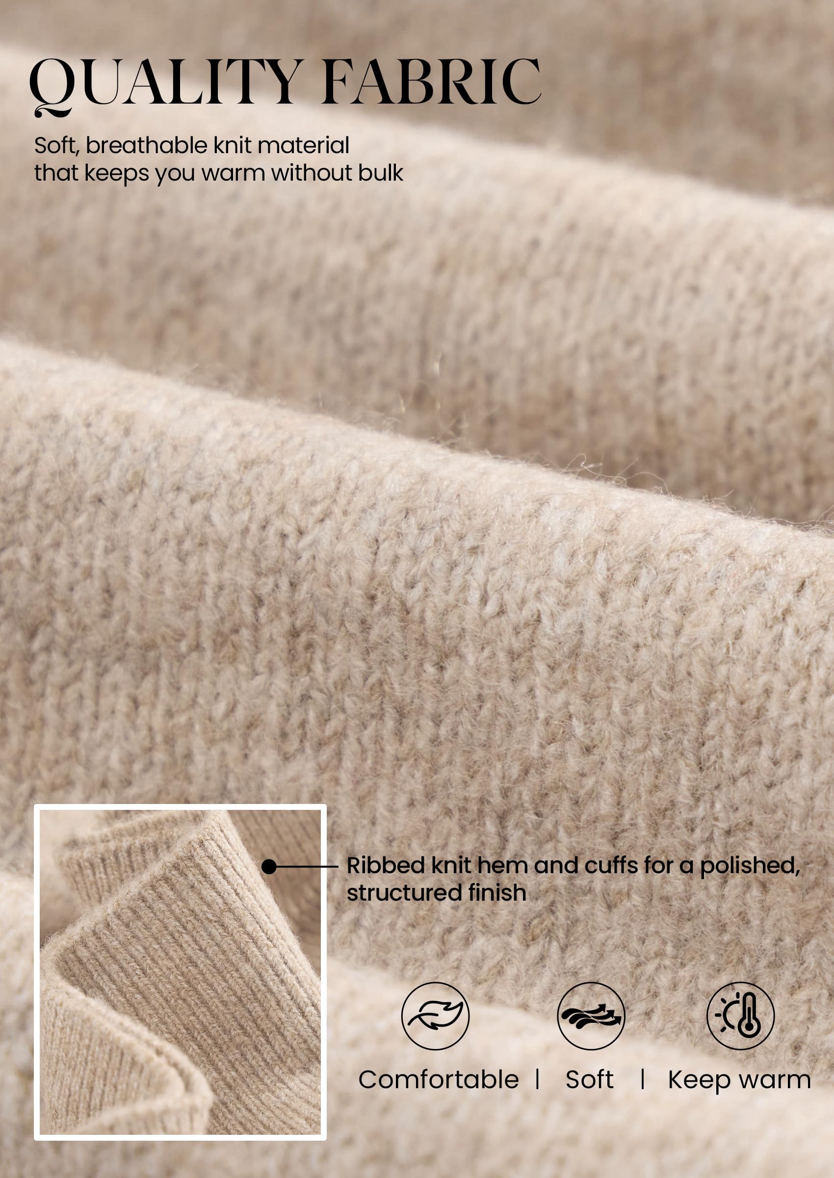 V Neck Wrap Sweaters for Women Fall Outifts Pullover Khaki,S