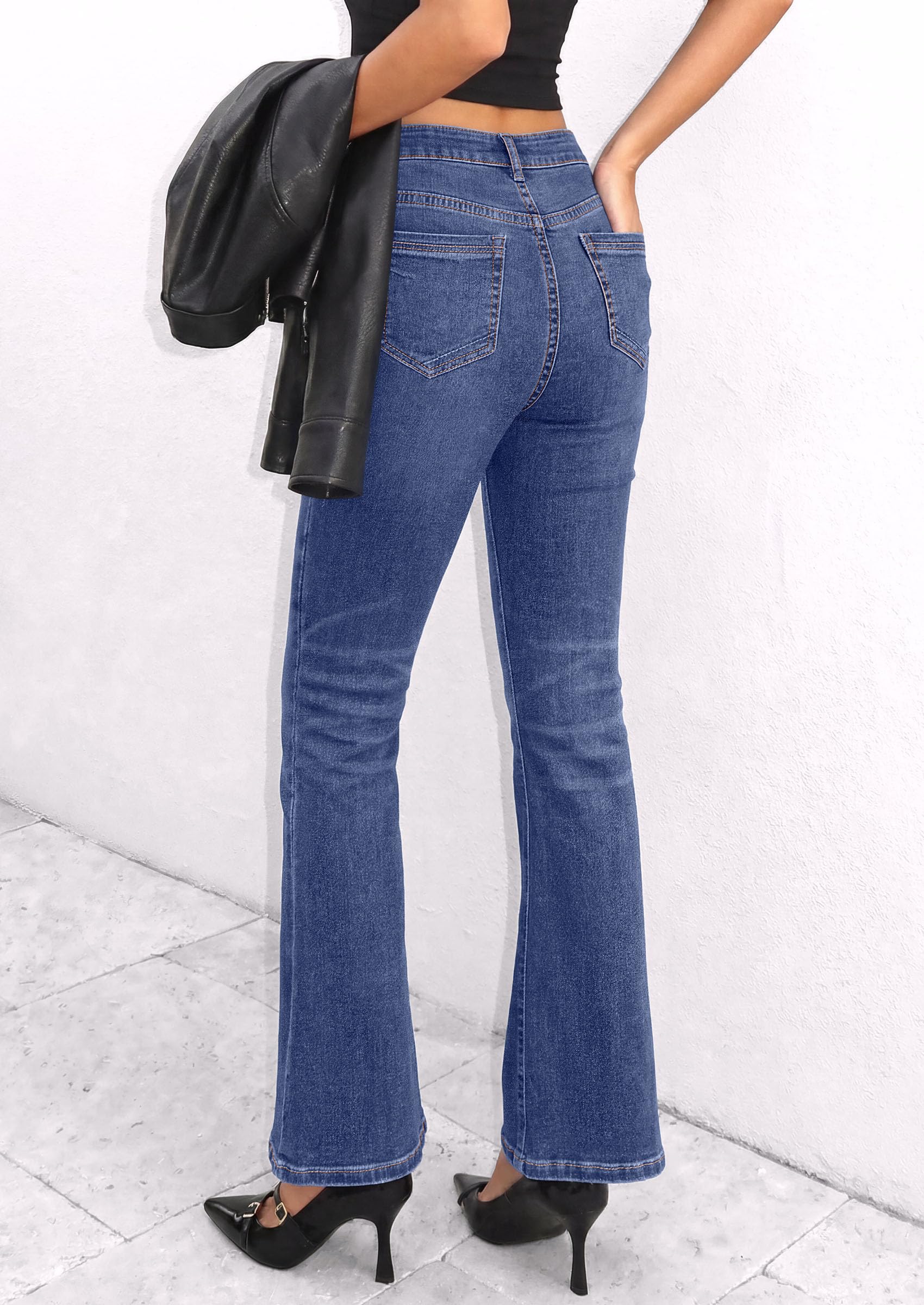 Women's Bootcut Denim Jeans Flare High Waisted Wide Leg Pants