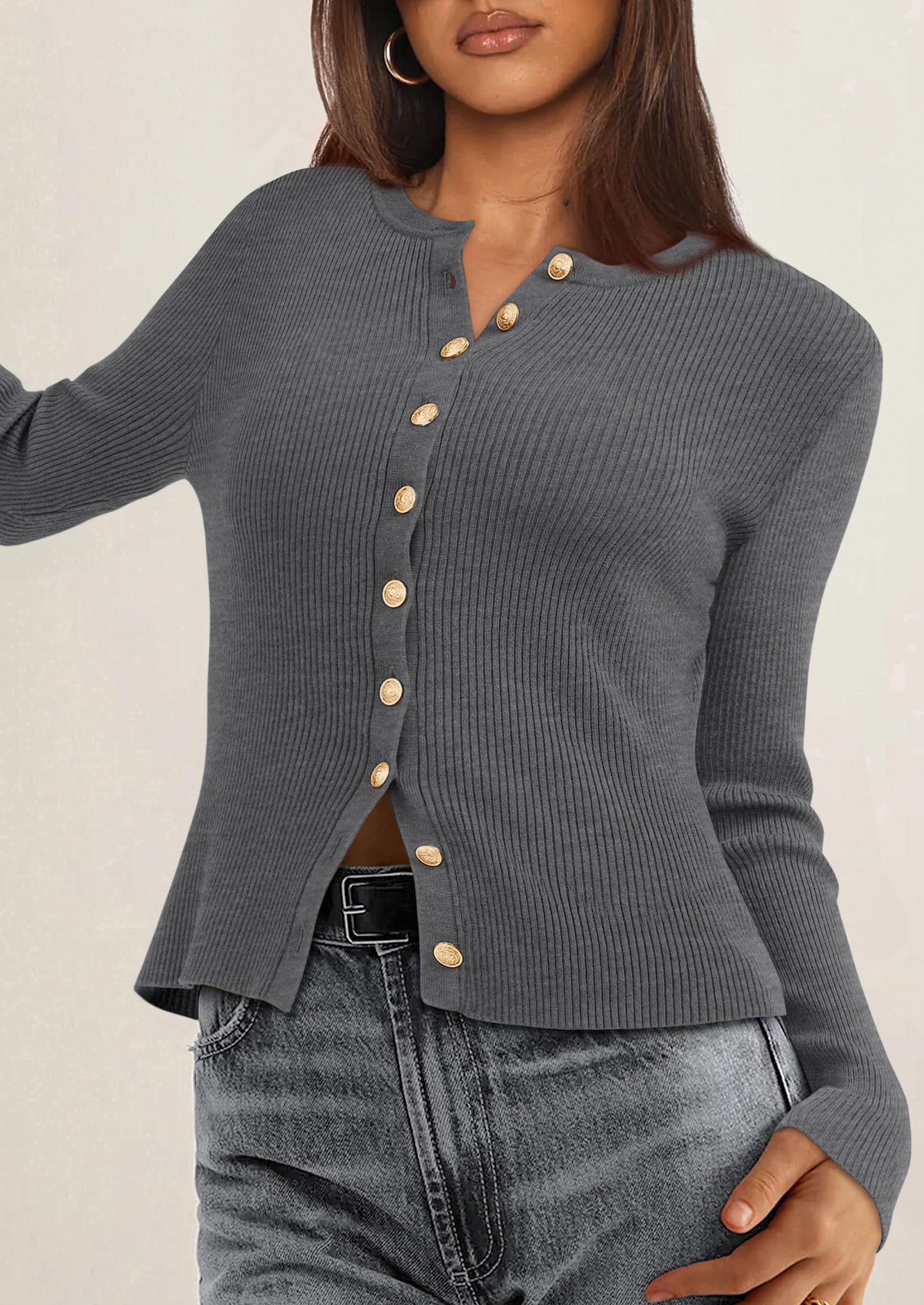 Women's Fall Lightweight Cardigan Sweaters,Grey,S