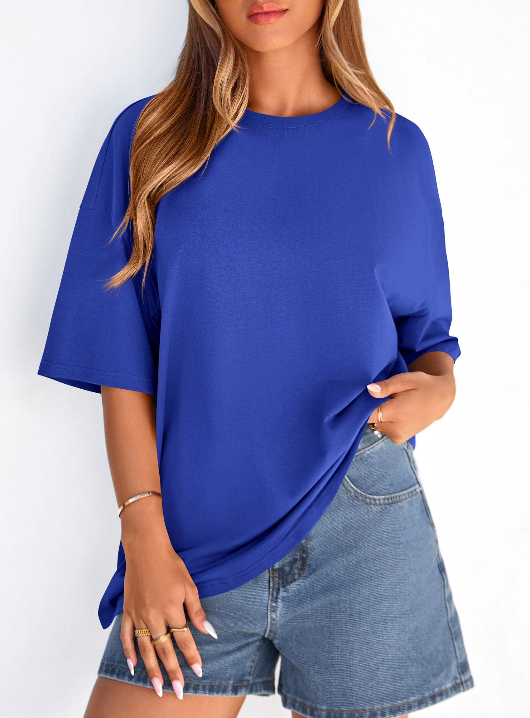 Women's Oversized Tshirts Going Out Tops (Royal Blue,S)
