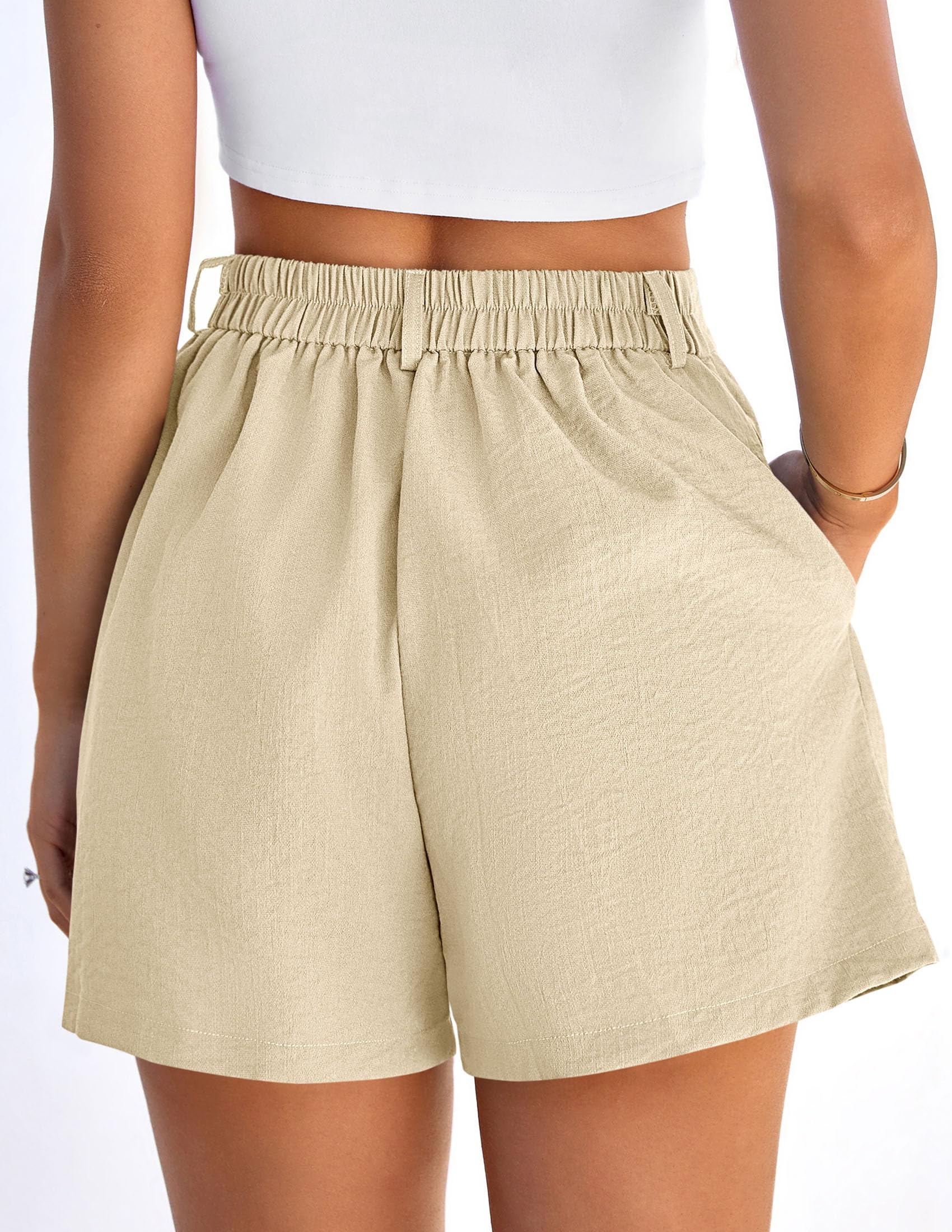 Womens Shorts Dressy Casual High Waisted Wide Leg Trousers,Apricot,M