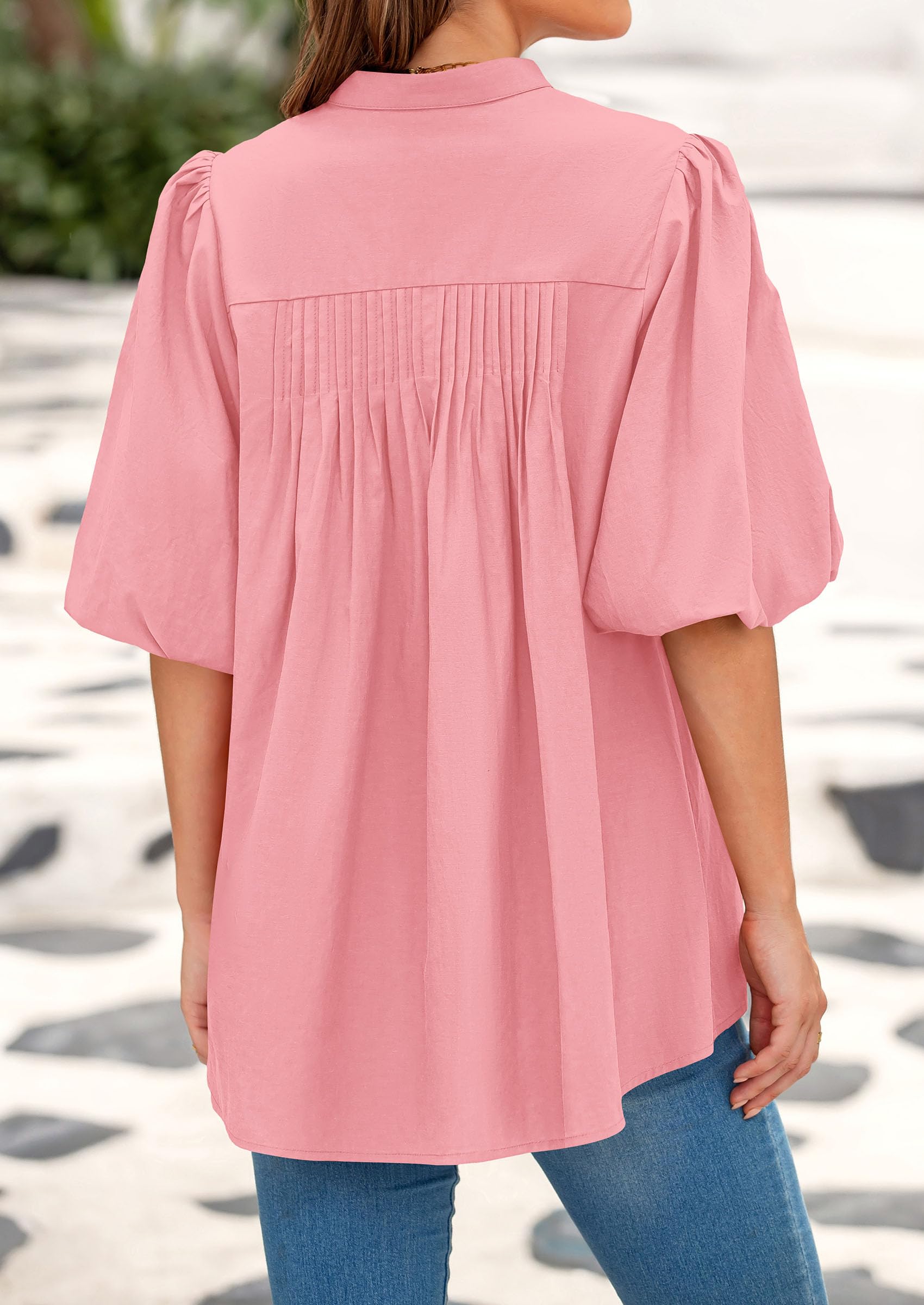 Short Sleeve Henley Shirts for Women,Pink,S