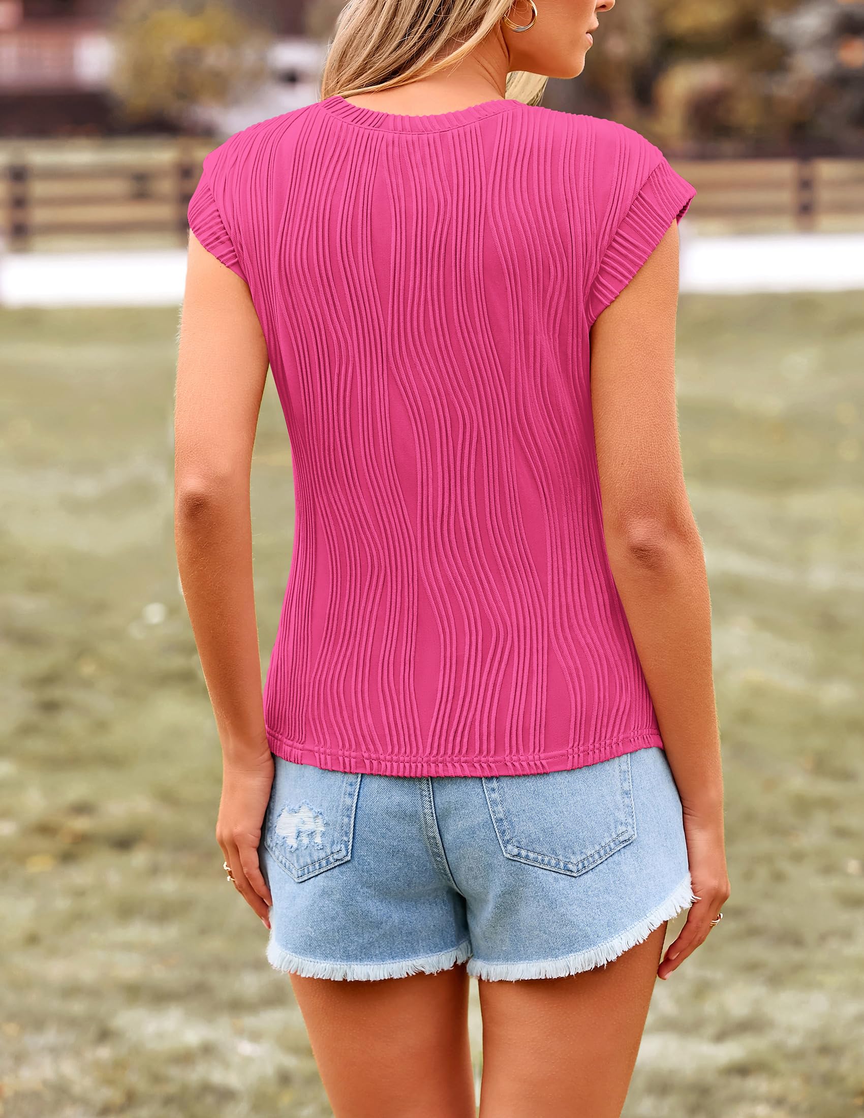 Blouses for Women Dressy Casual Summer Tops, Rose Red,S