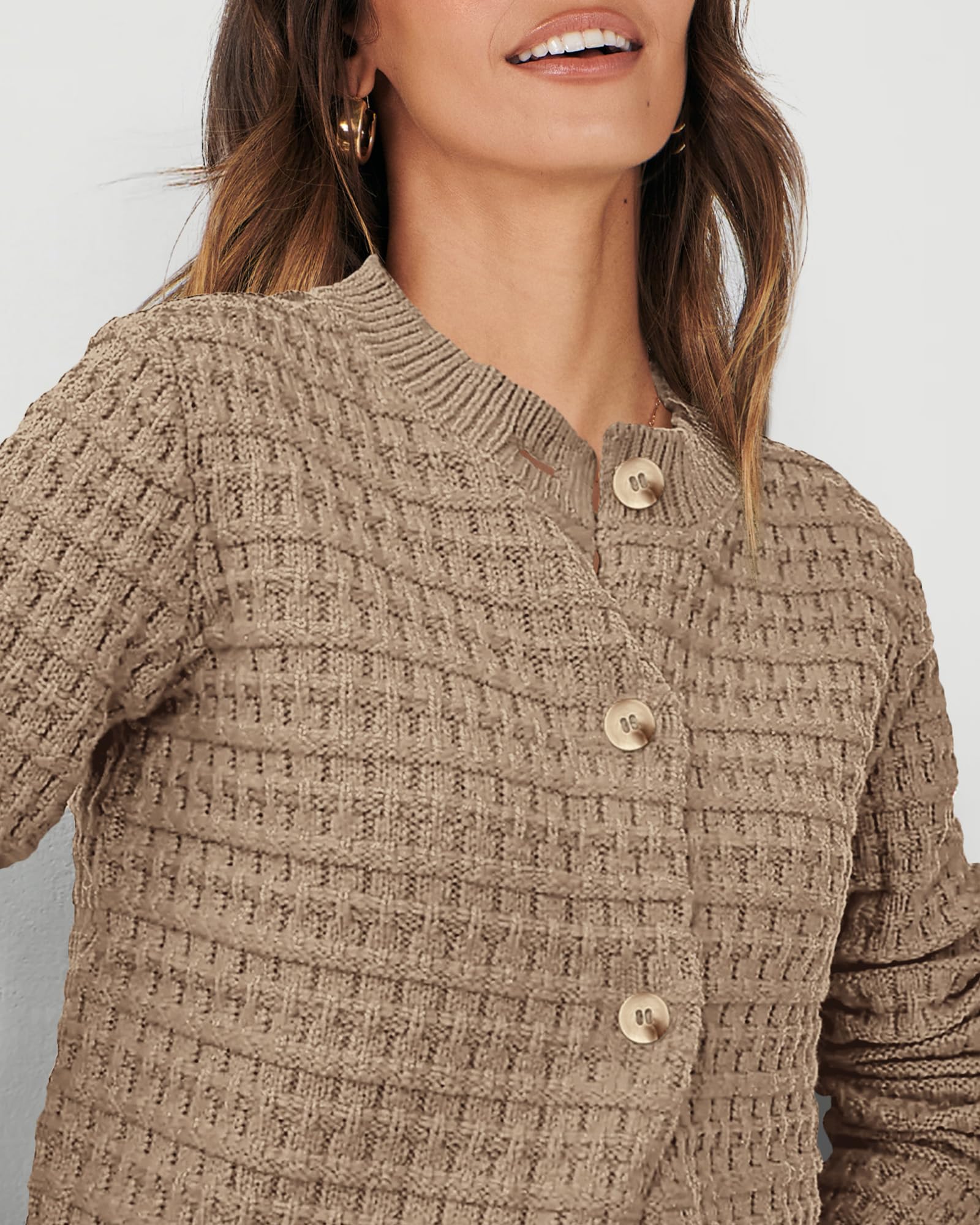 Women's Fall Lightweight Cardigan Sweaters Camel