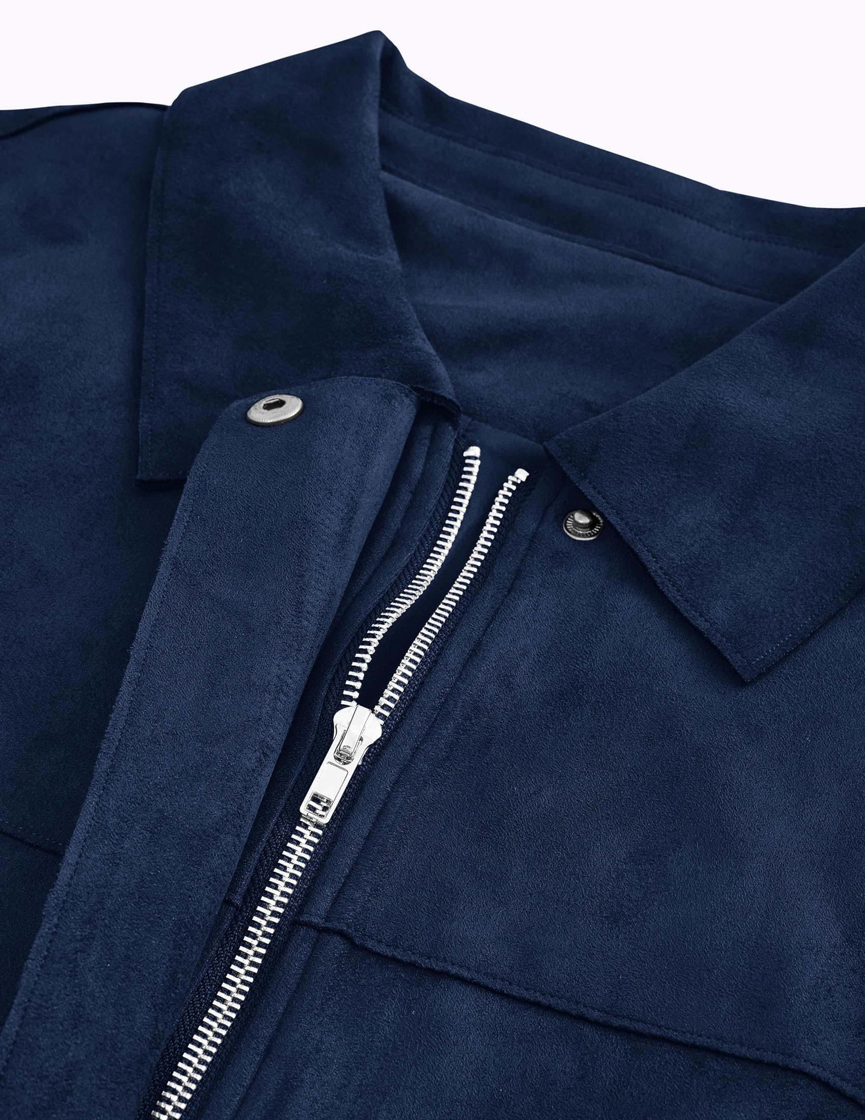 Women's Faux Suede Cropped Fall Jackets,Navy,S
