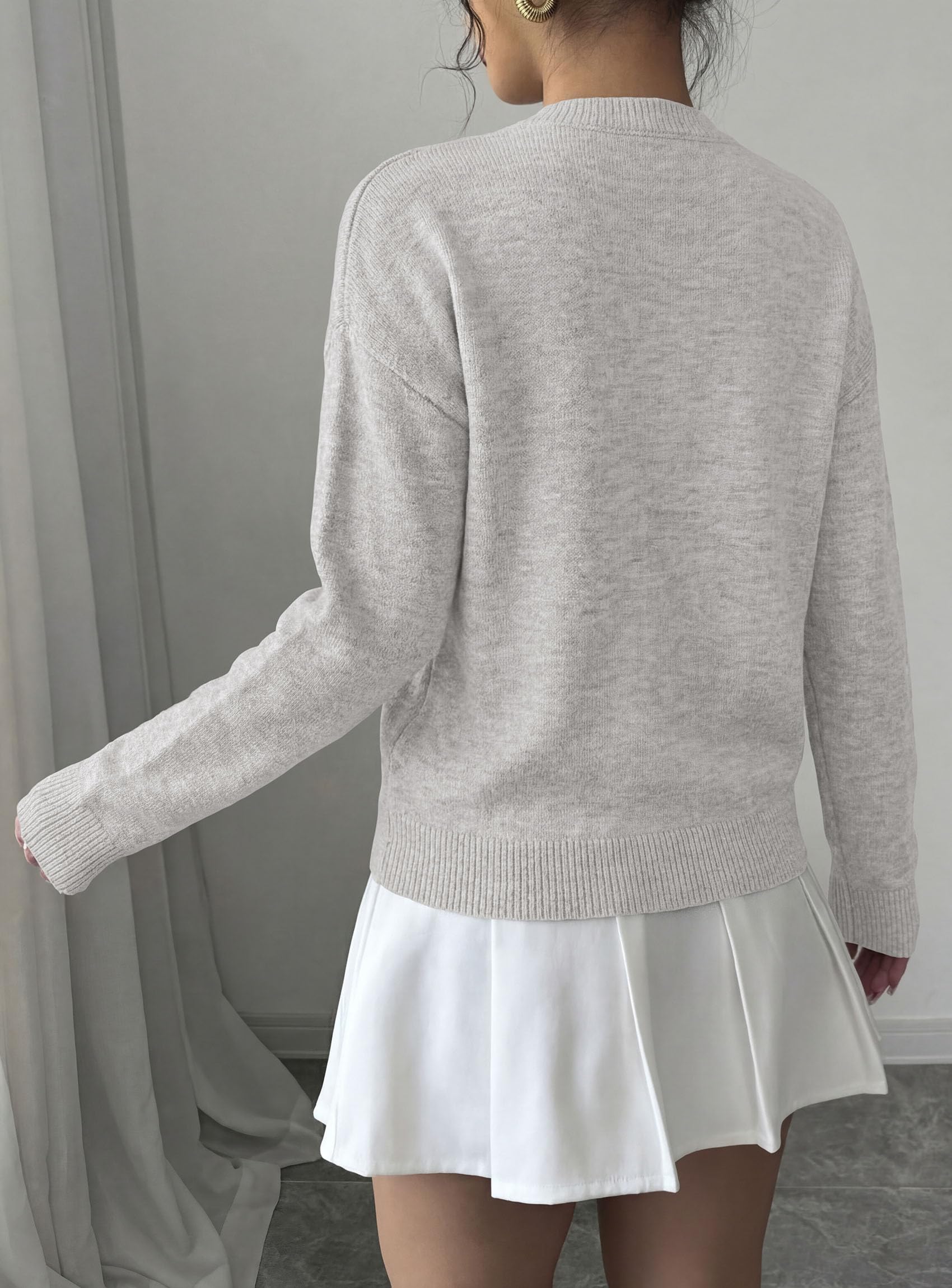 Sweaters for Women Fall Fashion Embroidered Floral Knit Tops