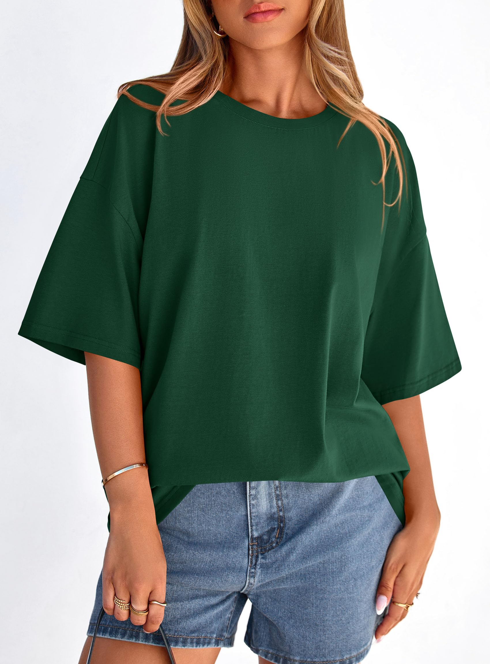 Women's Oversized Tshirts Going Out Tops (Dark Green,S)