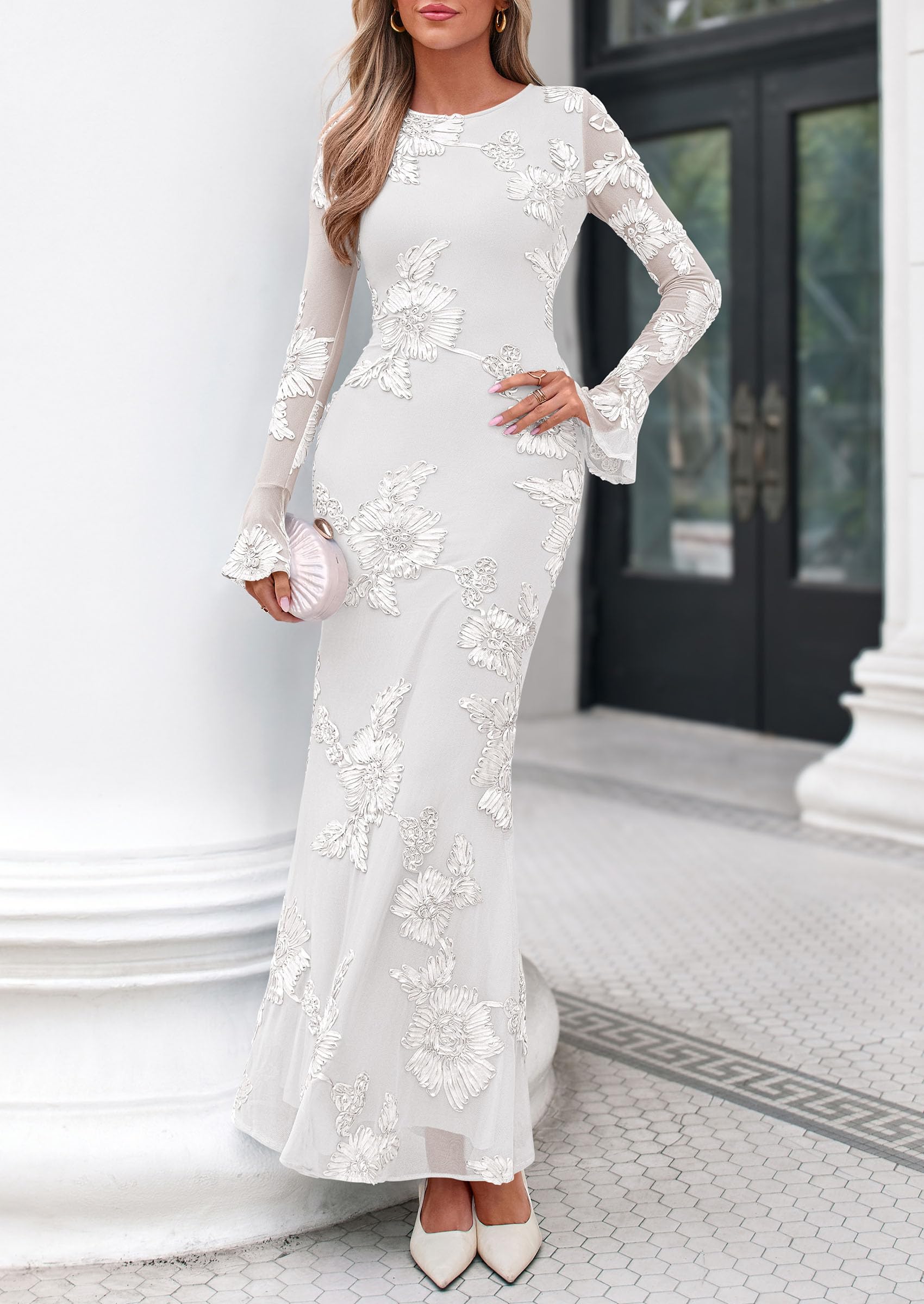 Women's Formal Floral Maxi Bodycon Wedding Guest Dresses 2026
