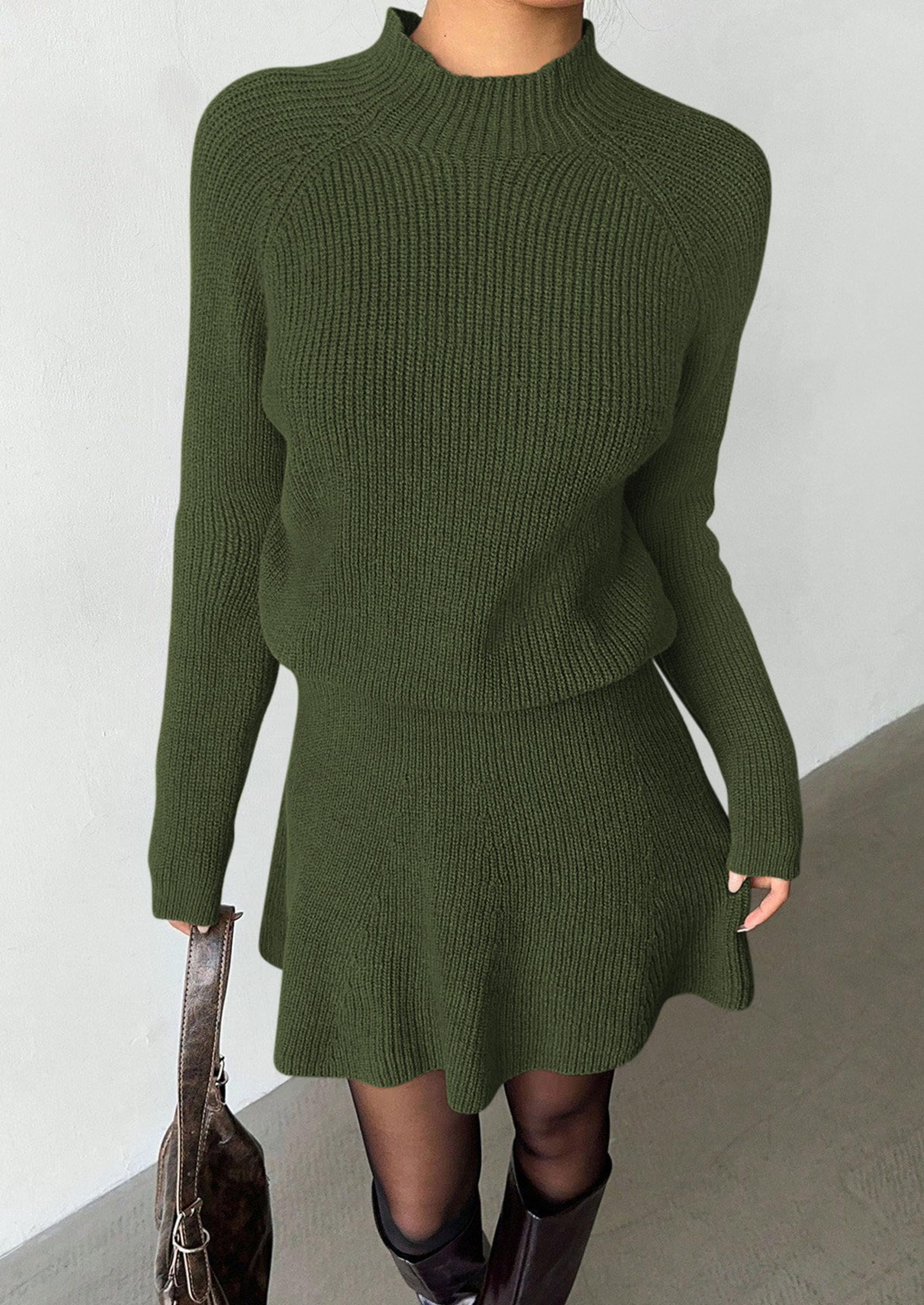 Women's Fall 2 Piece Outfits Matching Sweater Skirt Sets
