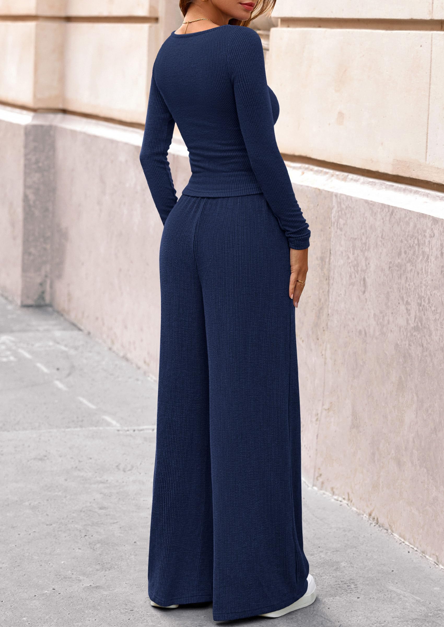 Matching Sets Women Clothing 2 Piece Lounge Set,Navy,S
