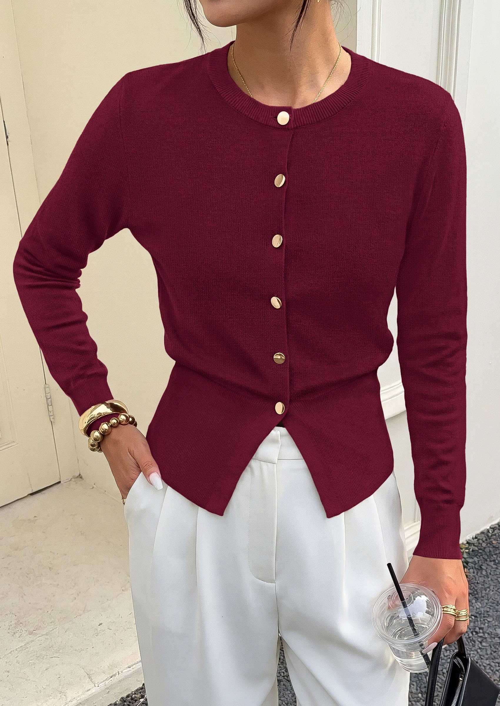 Womens Fall Fashion Knit Cardigan Sweaters Cinched Waist Tops