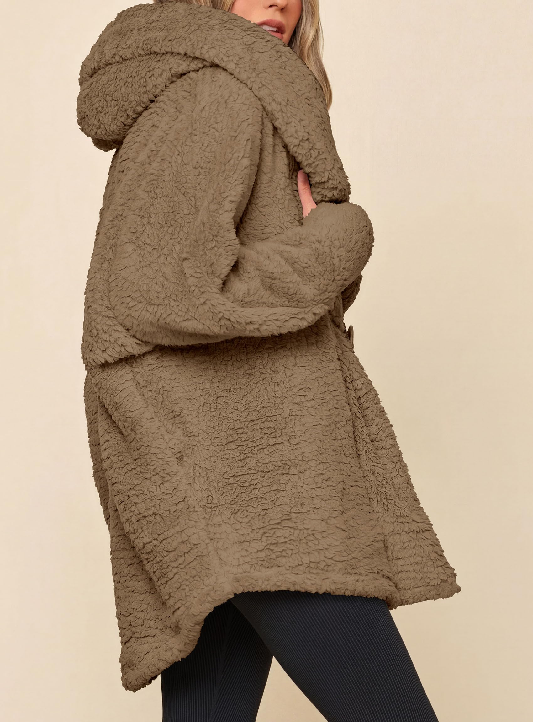 Women's Winter Warm Coats Hooded Faux Fur Sherpa Jacket