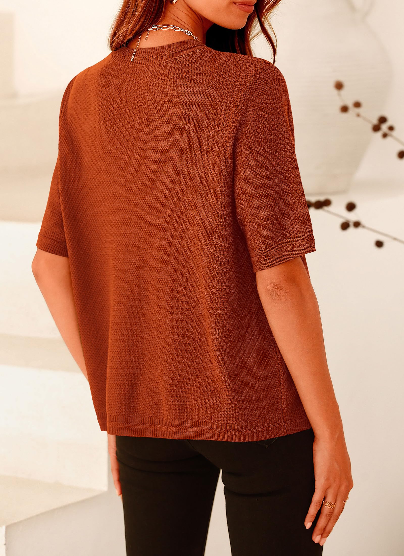 Women's Summer Casual Button Down Shirts Brick Red,Small