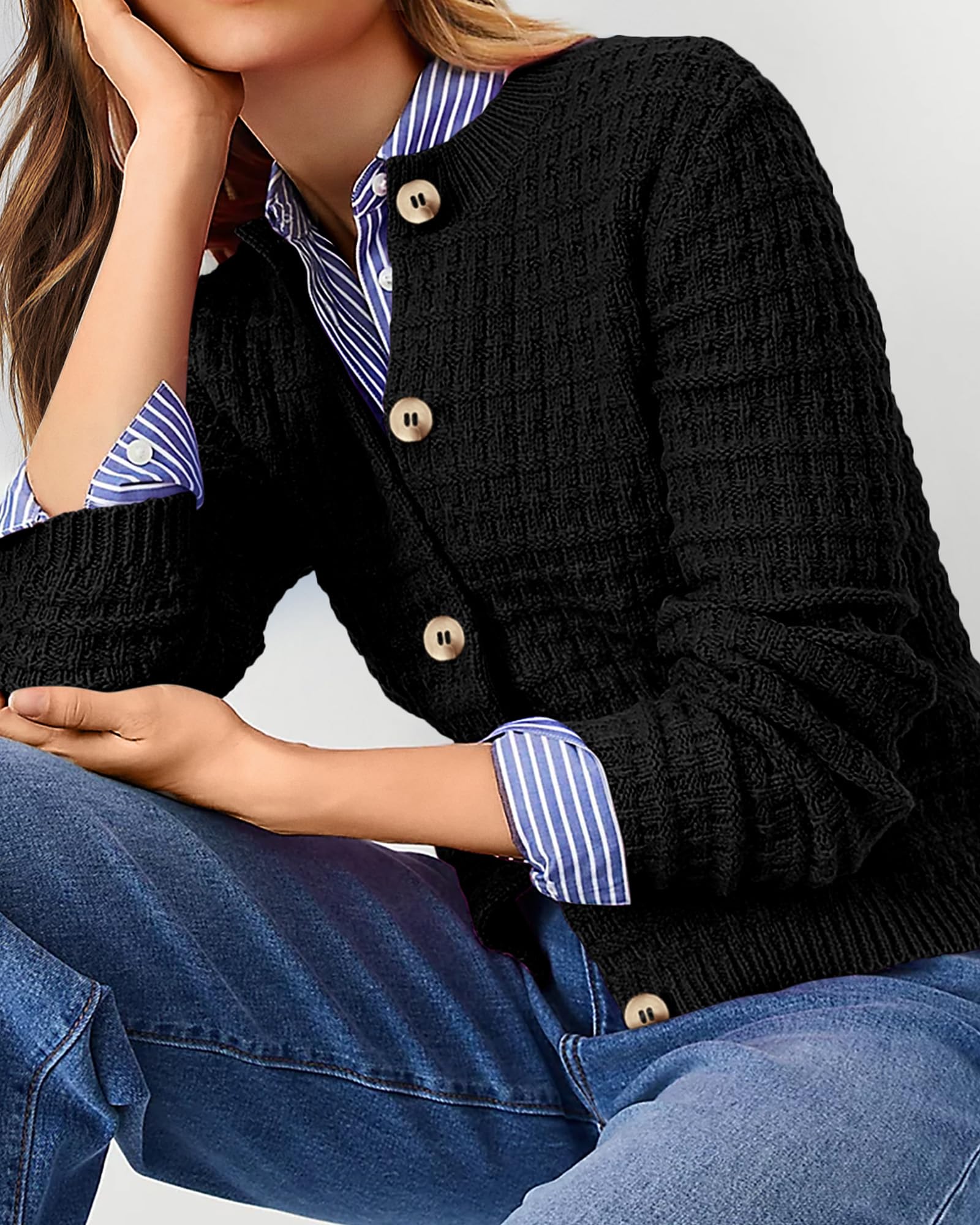 Women's Fall Lightweight Cardigan Sweaters Black