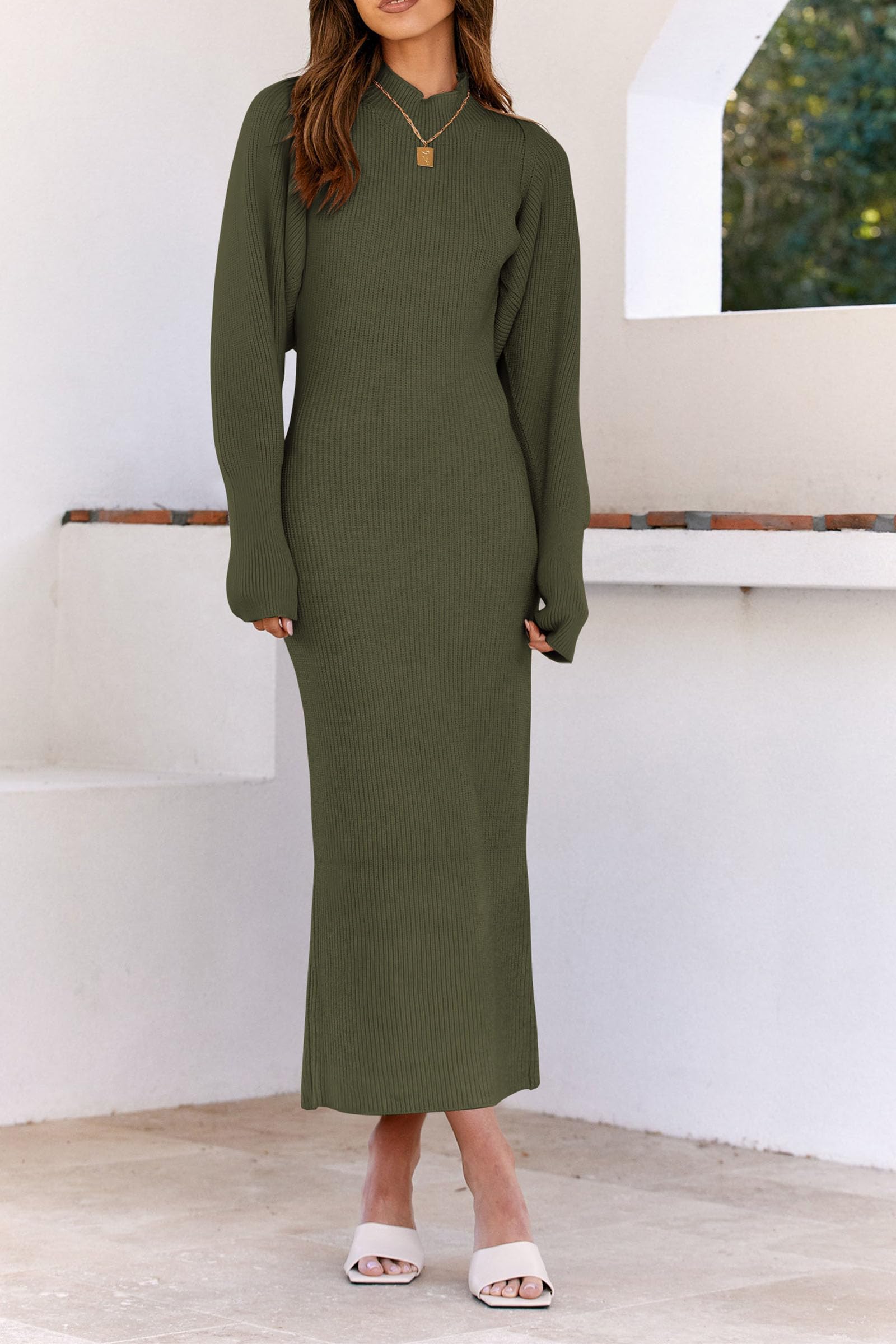 Womens 2 Piece Ribbed Knit Sweater Dress Set Date Night Outfit