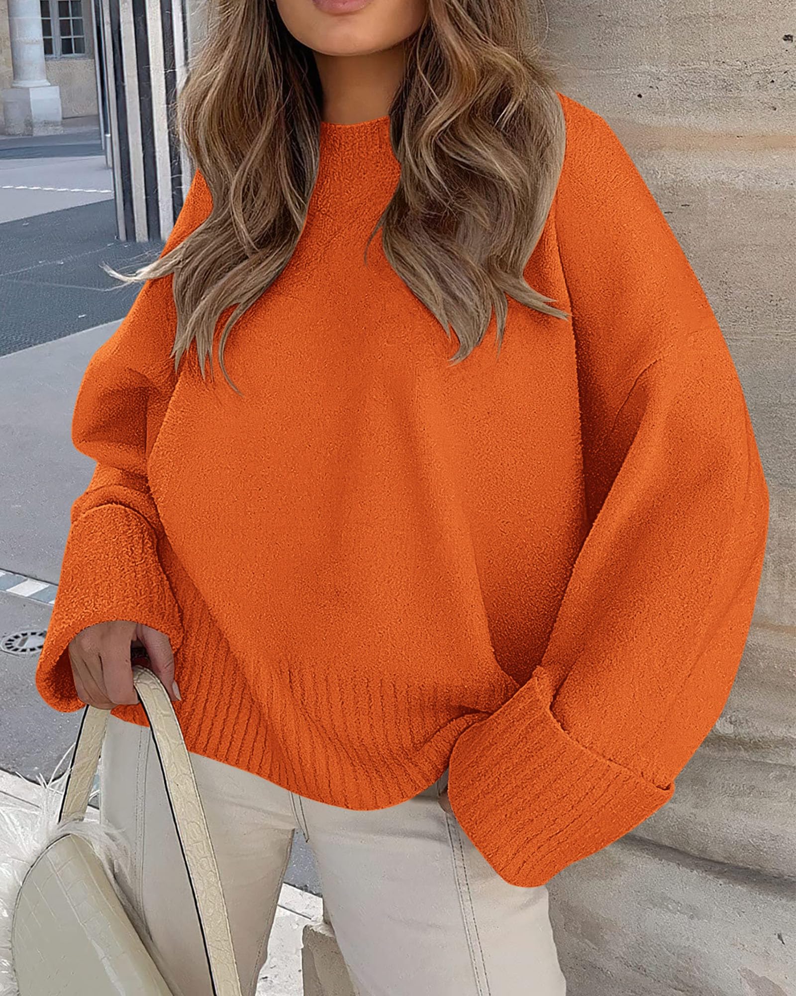Women's Fall Fashion Cozy Oversized Sweaters(Orange,XS)