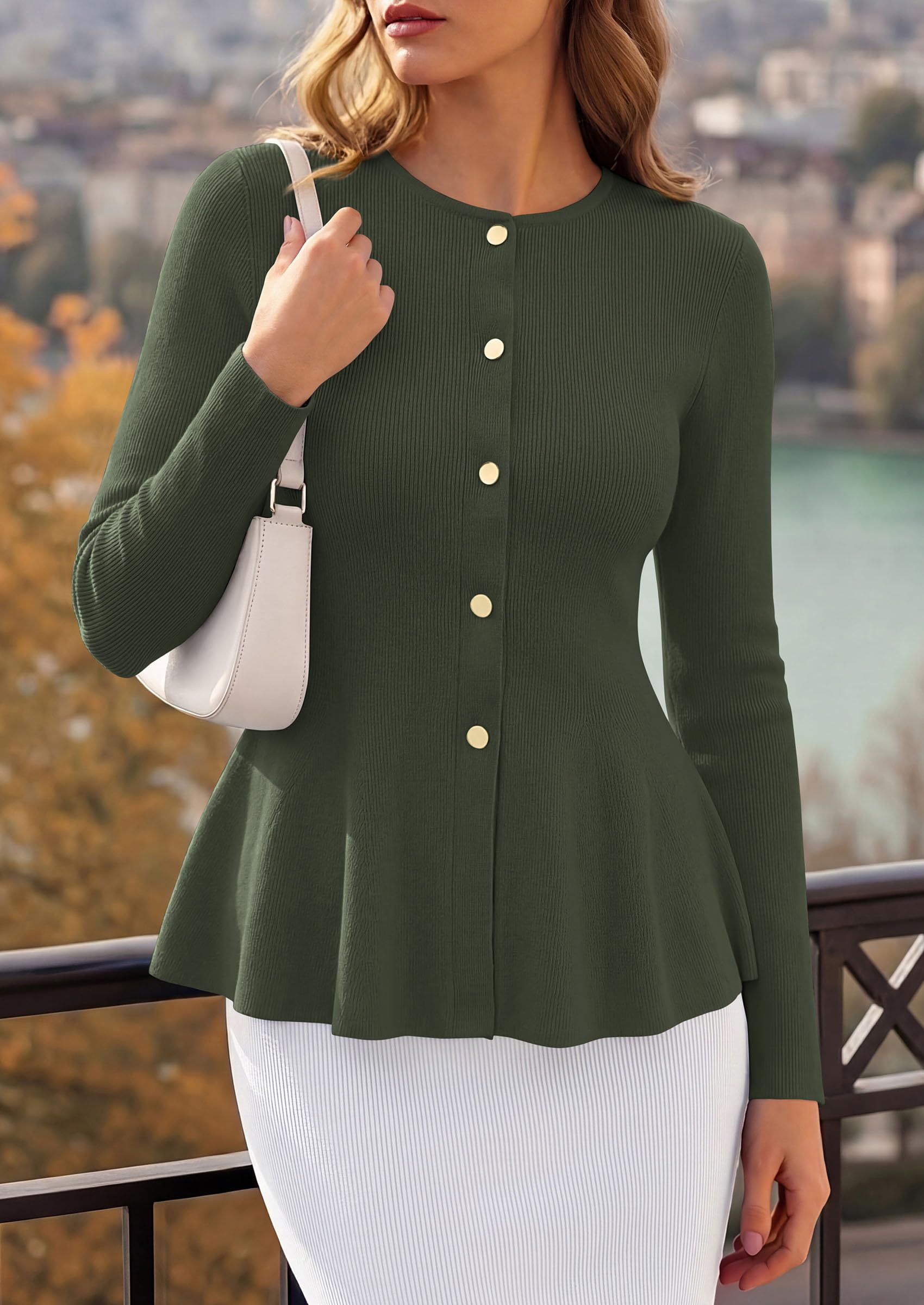 Women's Fall Lightweight Cardigan Sweaters, Army Green,S