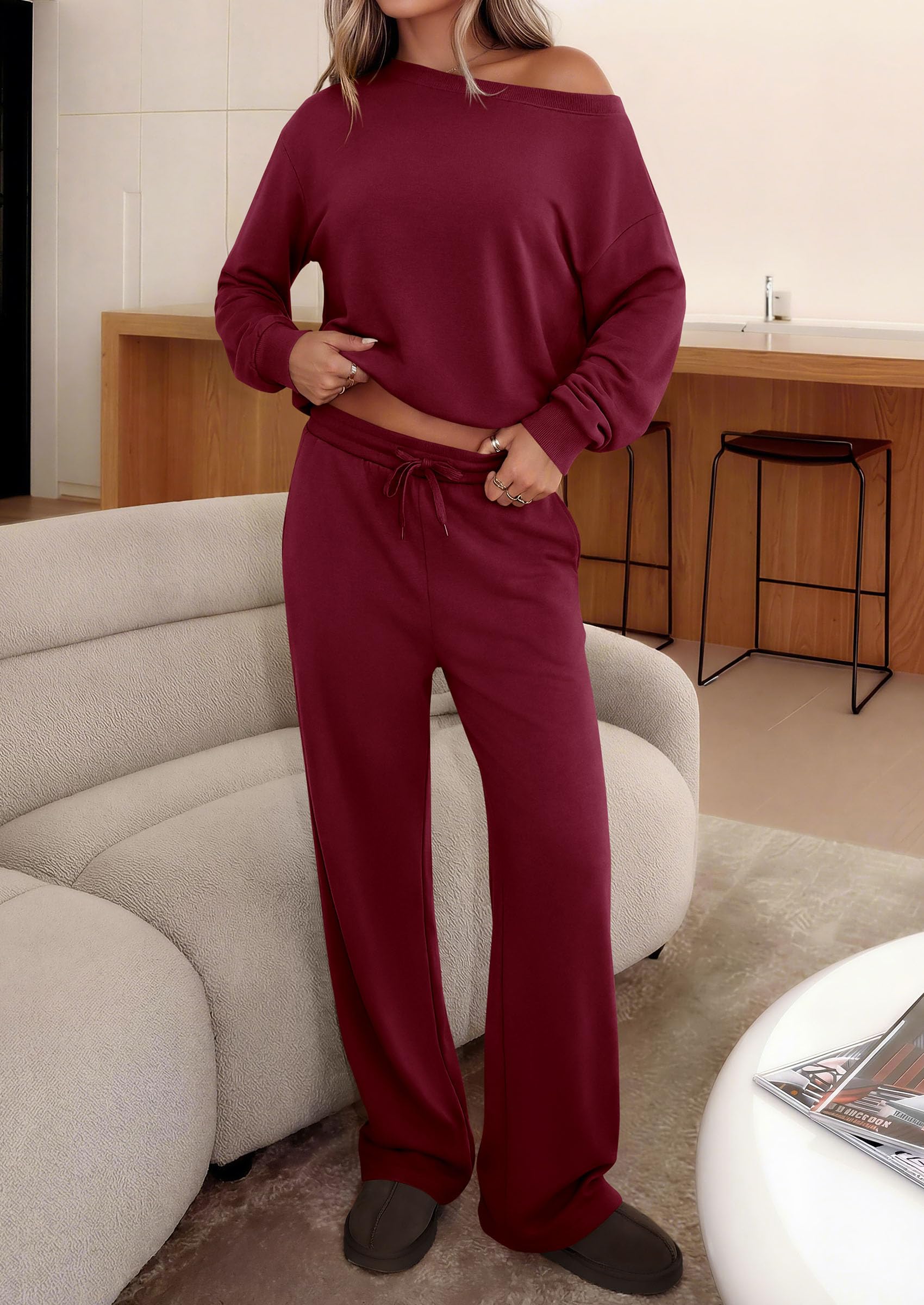 2 Piece Sets for Women Off the Shoulder Matching Lounge Set