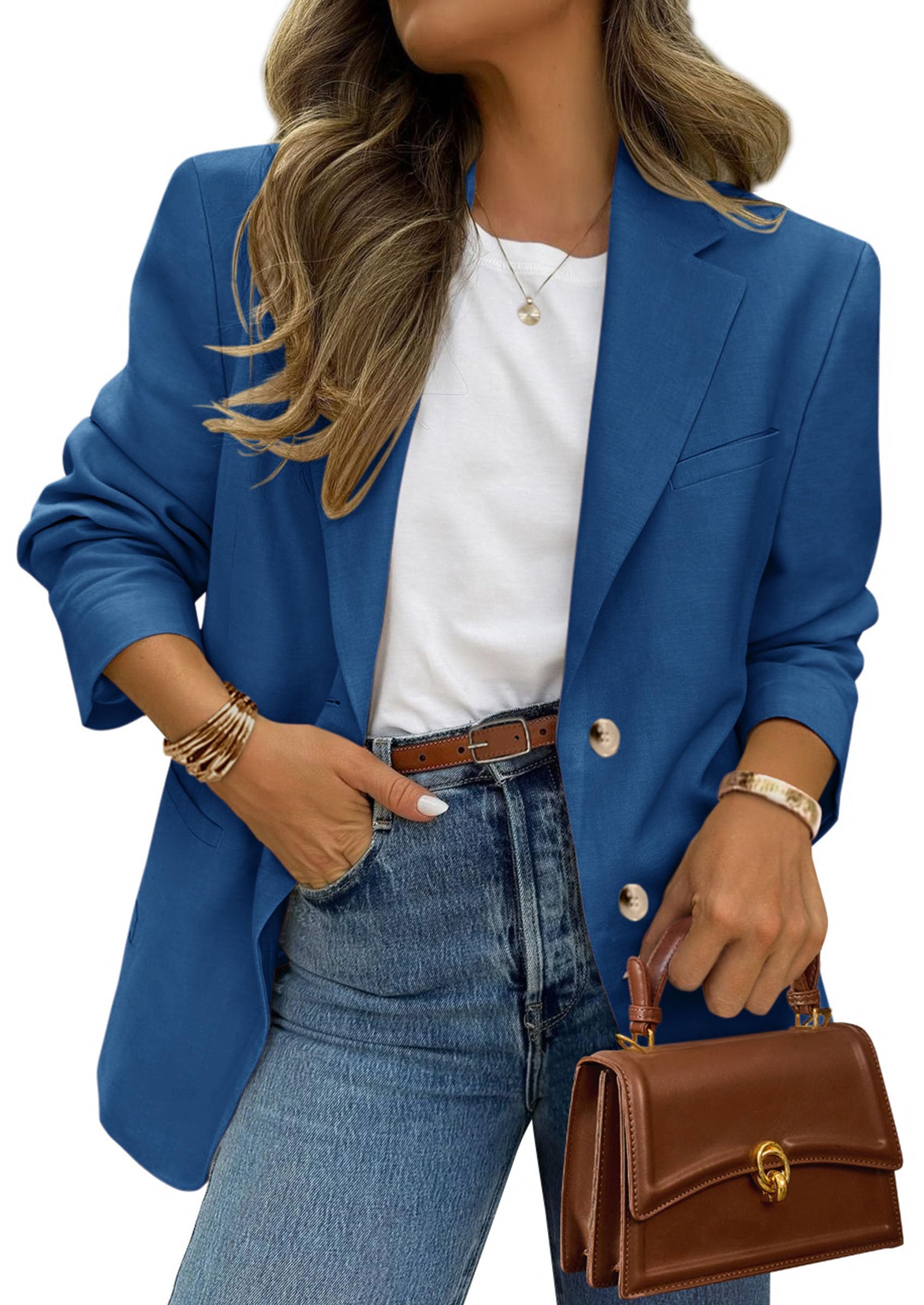2026 Blazers for Women Business Casual,Dark Blue,XS