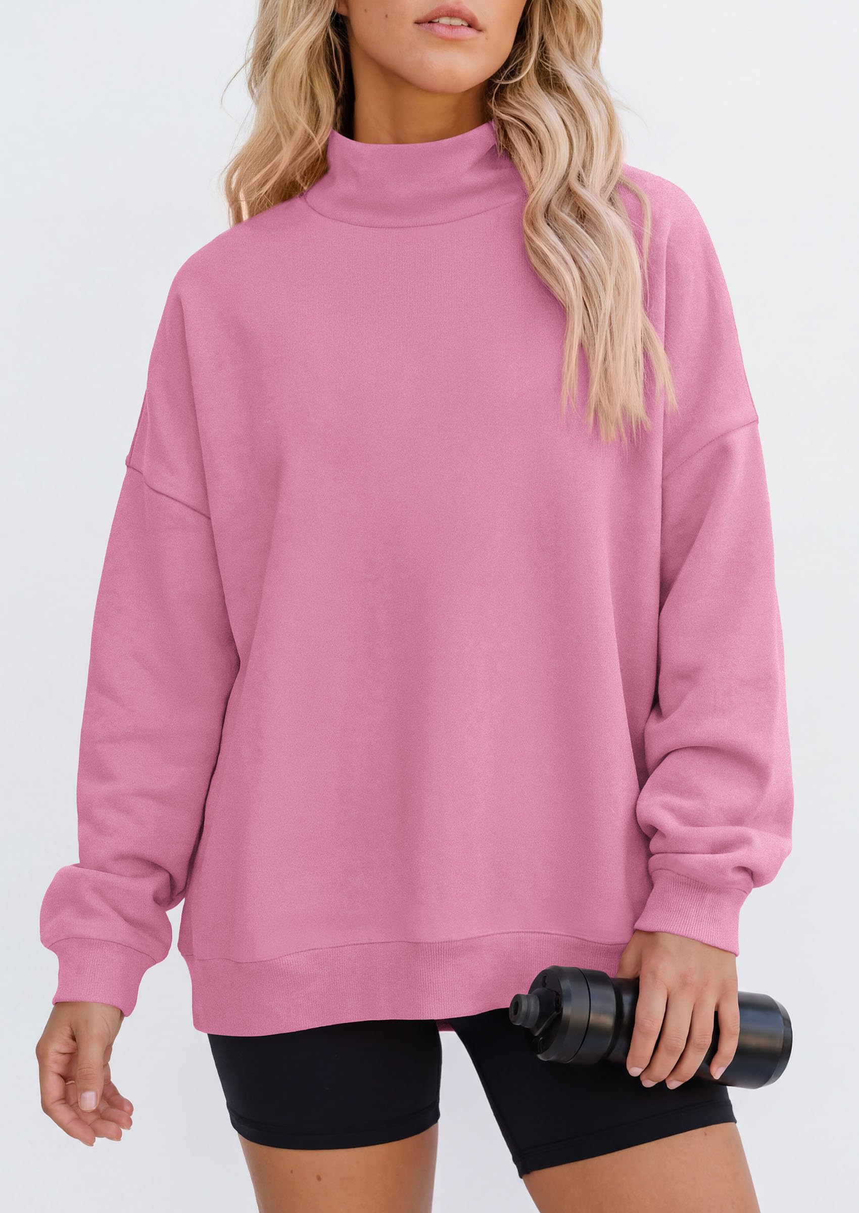 Womens Mock Neck Sweatshirt Oversized Pullover Fall Outfits