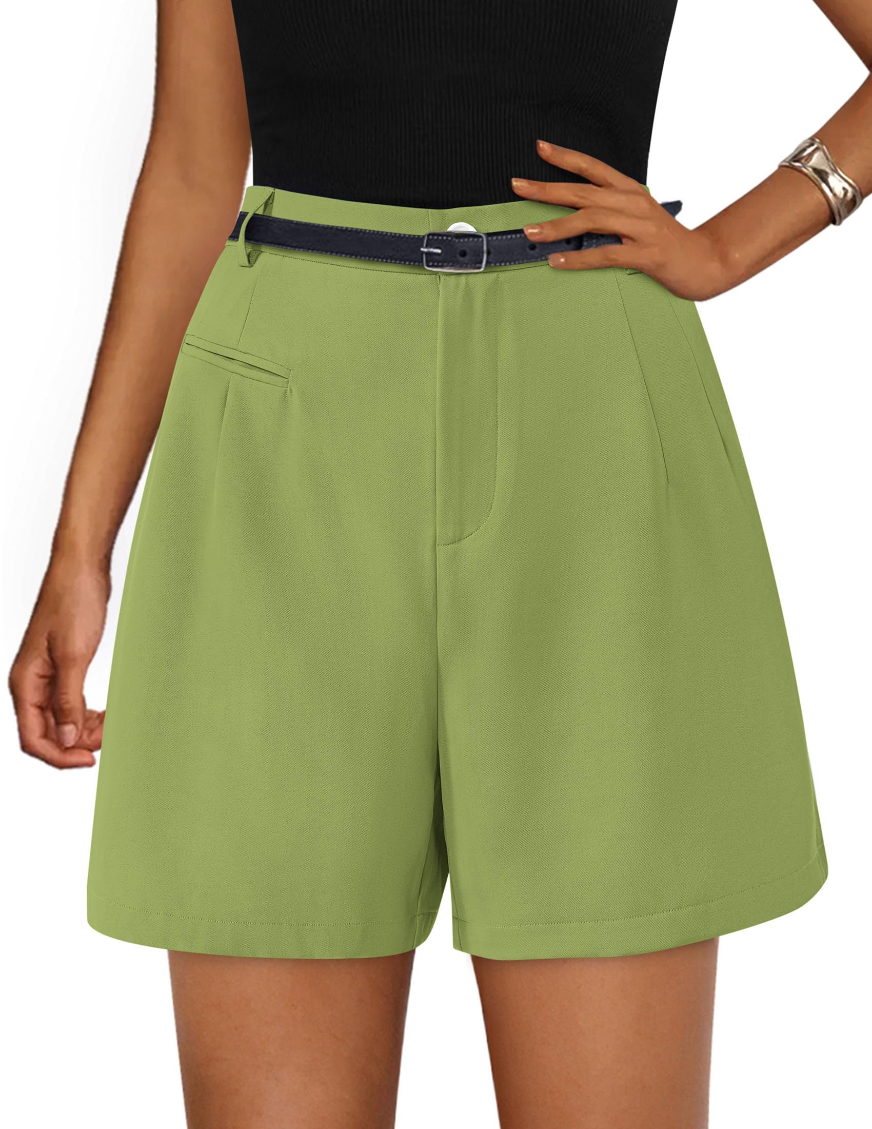 Women's Summer Shorts Business Casual Outfits,Tender Green,S