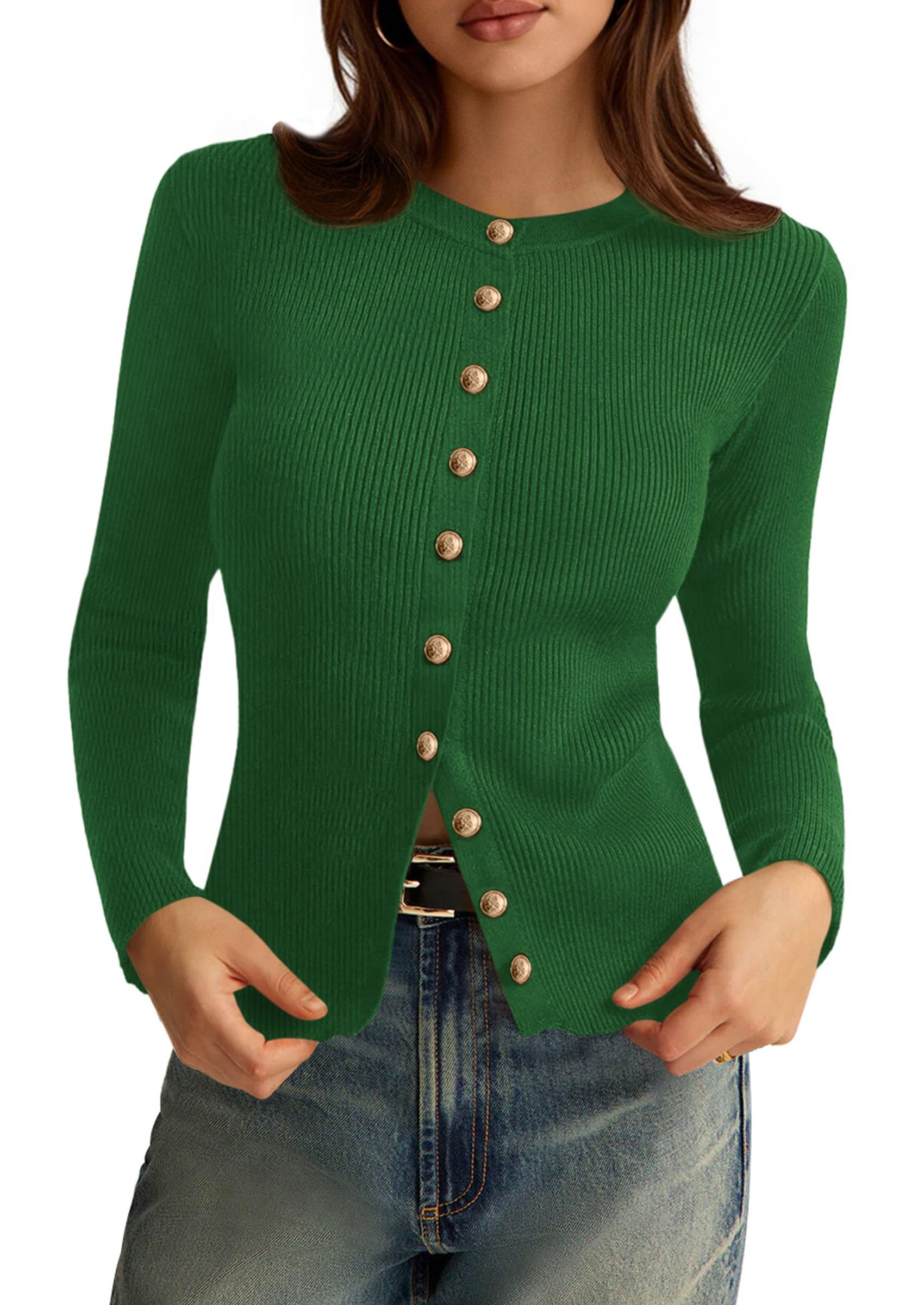 Women's Fall Lightweight Cardigan Sweaters,Green,S