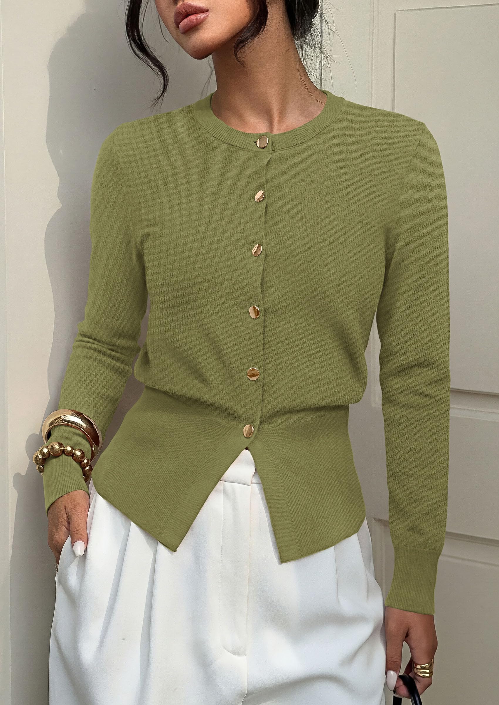 Womens Fall Fashion Knit Cardigan Sweaters Cinched Waist Tops