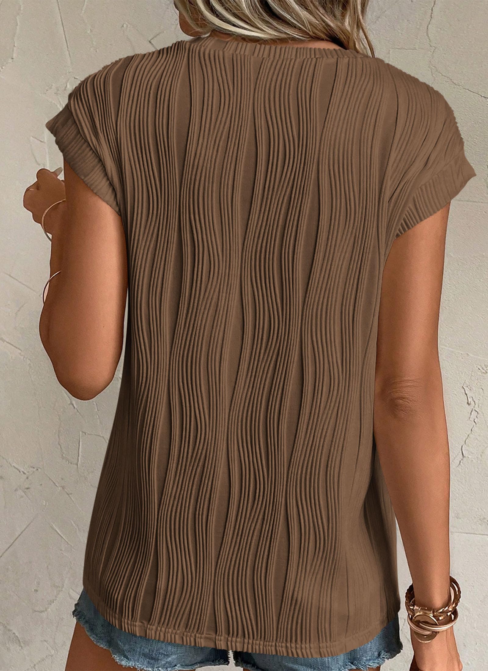 Blouses for Women Dressy Casual Summer Tops, Coffee,S
