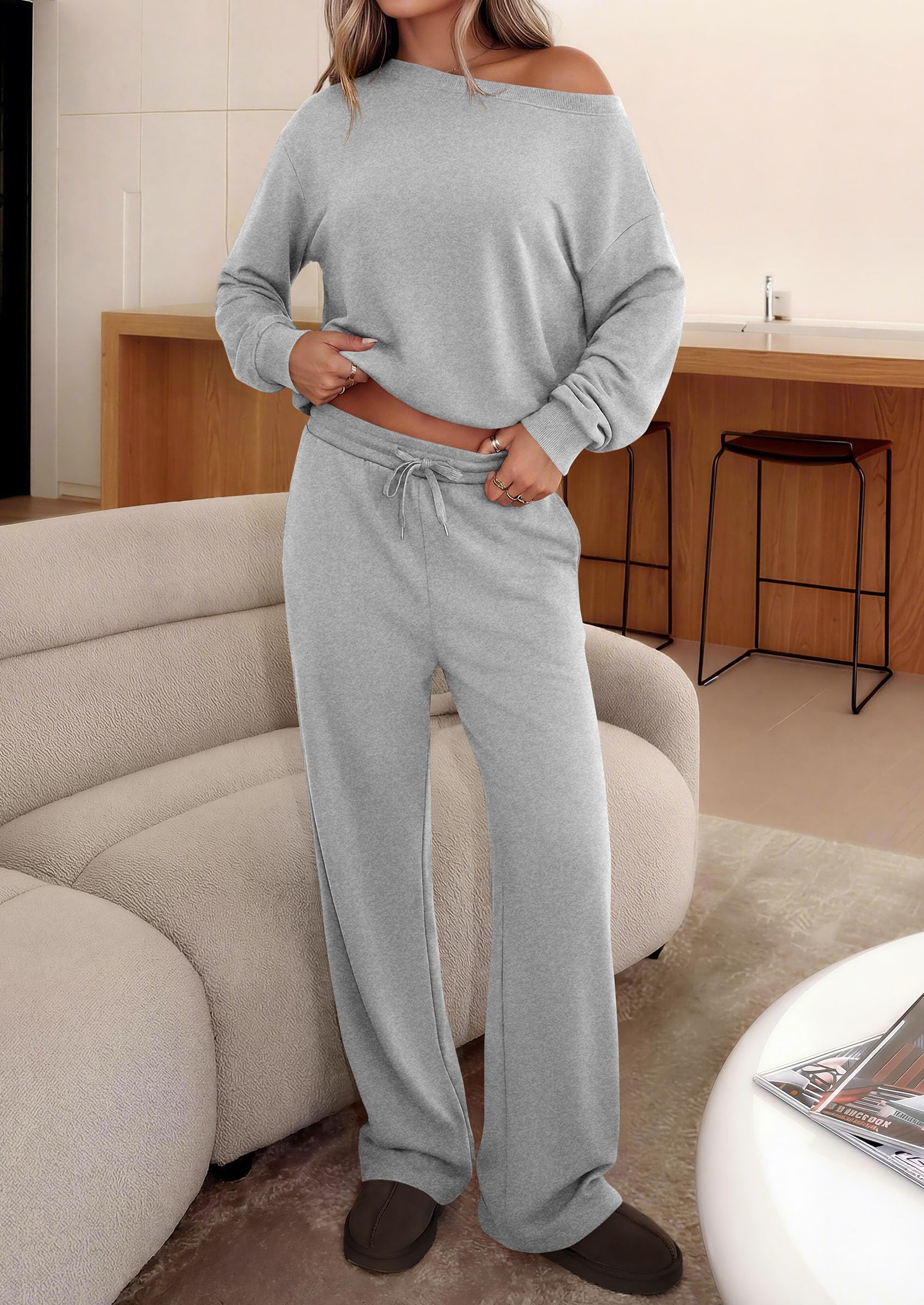 2 Piece Sets for Women Off the Shoulder Matching Lounge Set