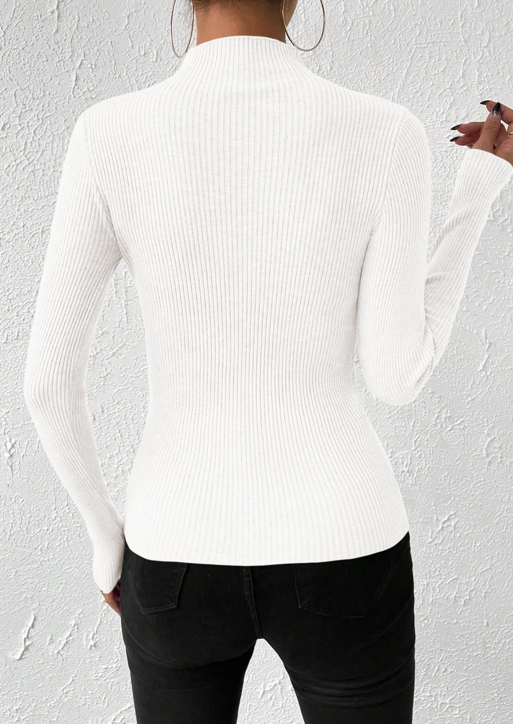 Women's Mock Turtleneck Lightweight Sweaters Fall Knit Tshirts