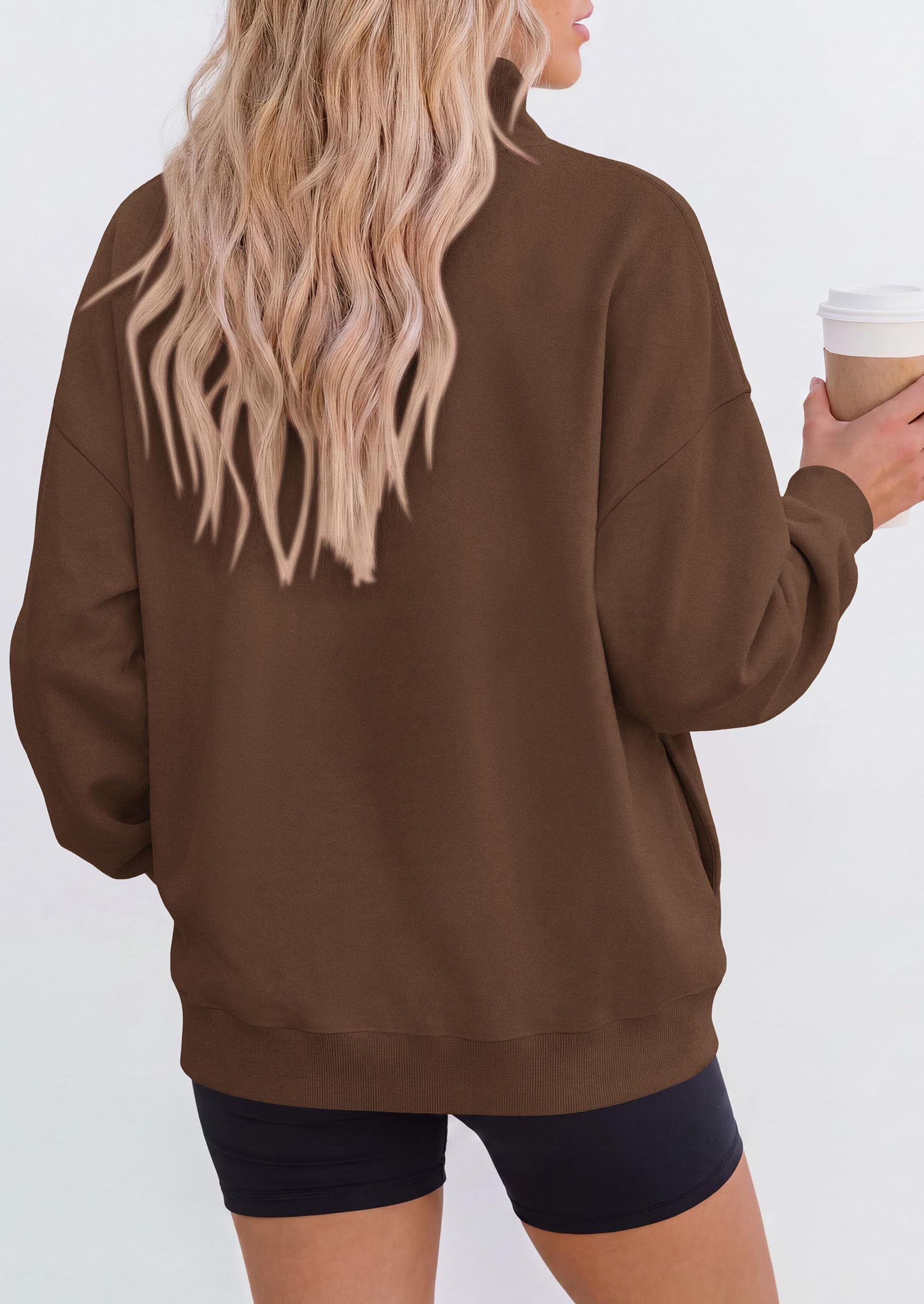 Womens Mock Neck Sweatshirt Oversized Pullover Fall Outfits