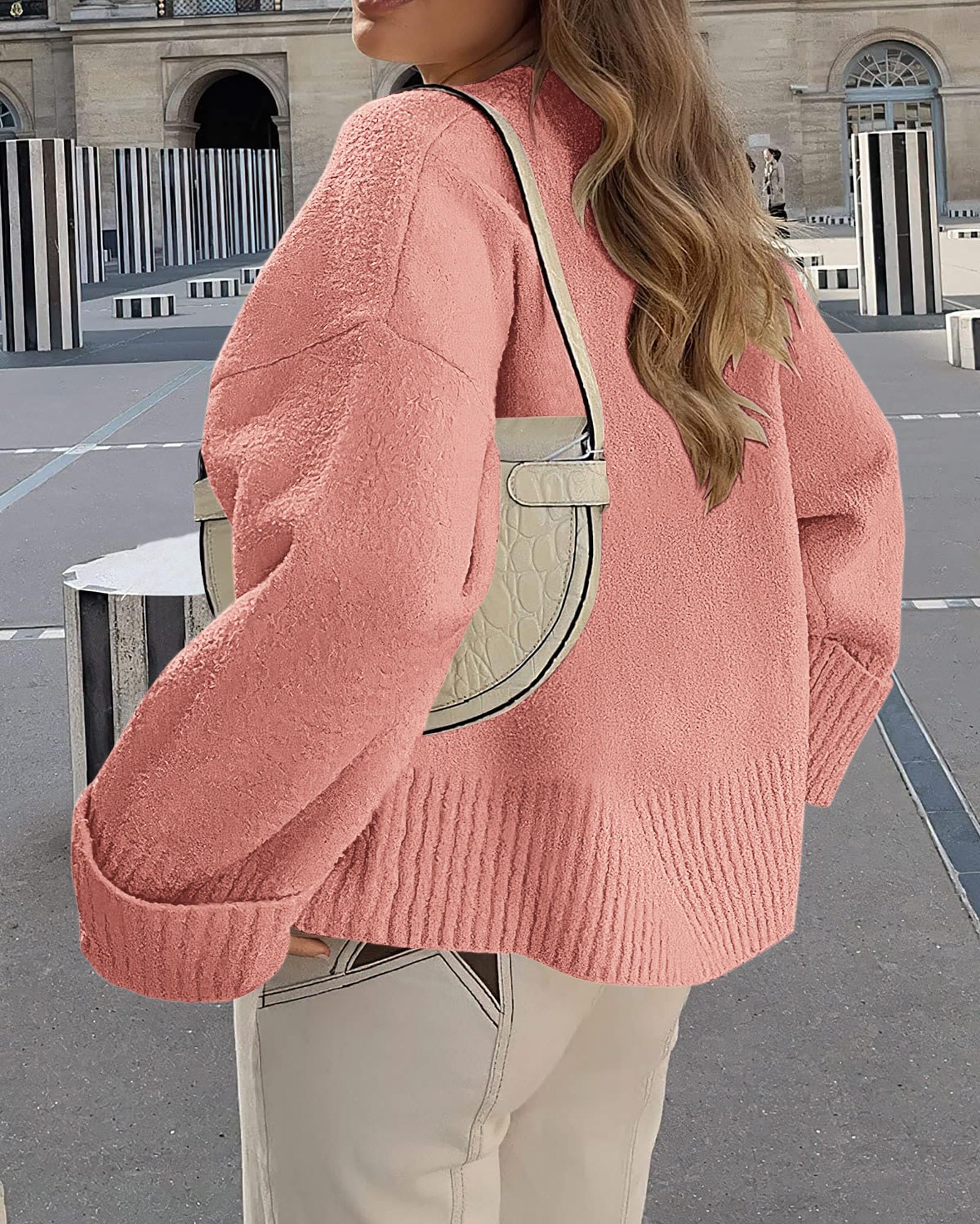 Women's Fall Fashion Cozy Oversized Sweaters(Pink,XS)