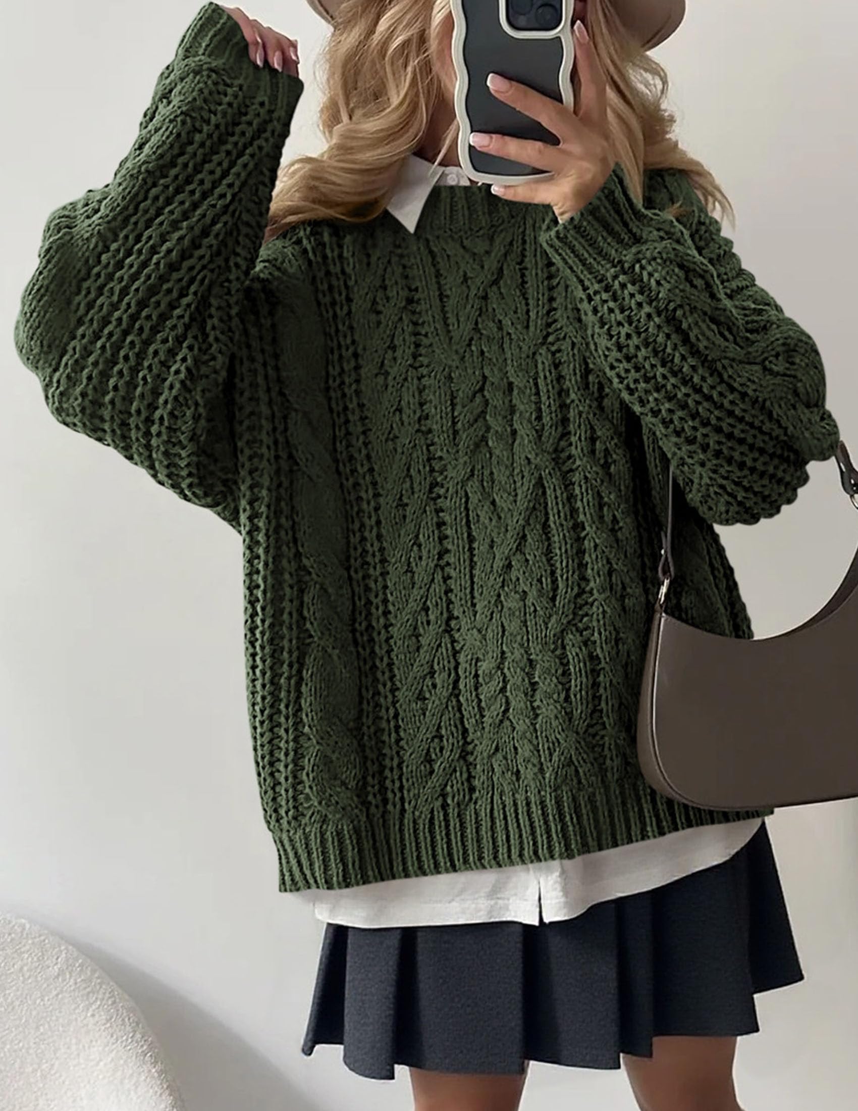 Womens Oversized Fall Sweaters Chunky Cable Knit Pullover Tops