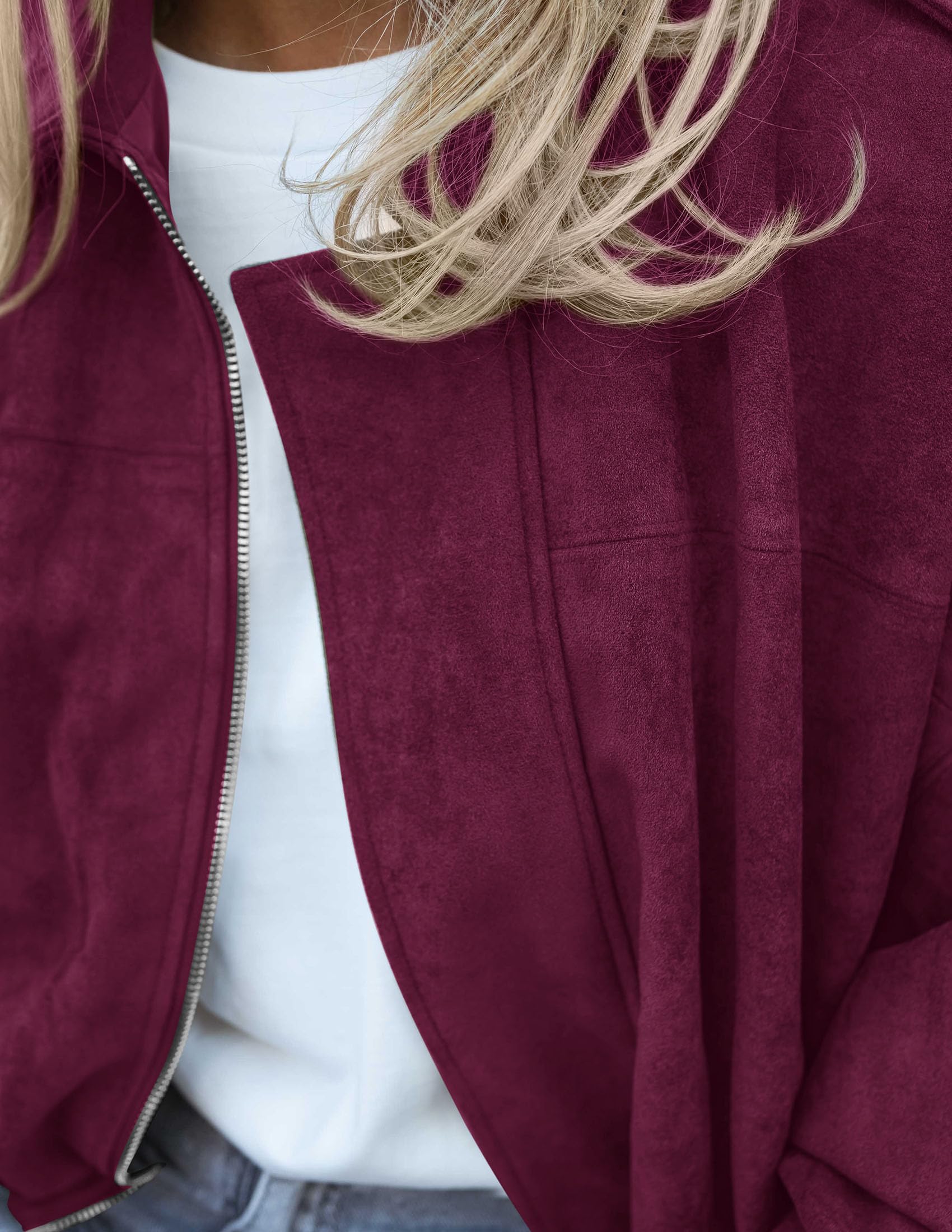 Faux Suede Jacket Women Fall Cropped Western Bomber Jacket