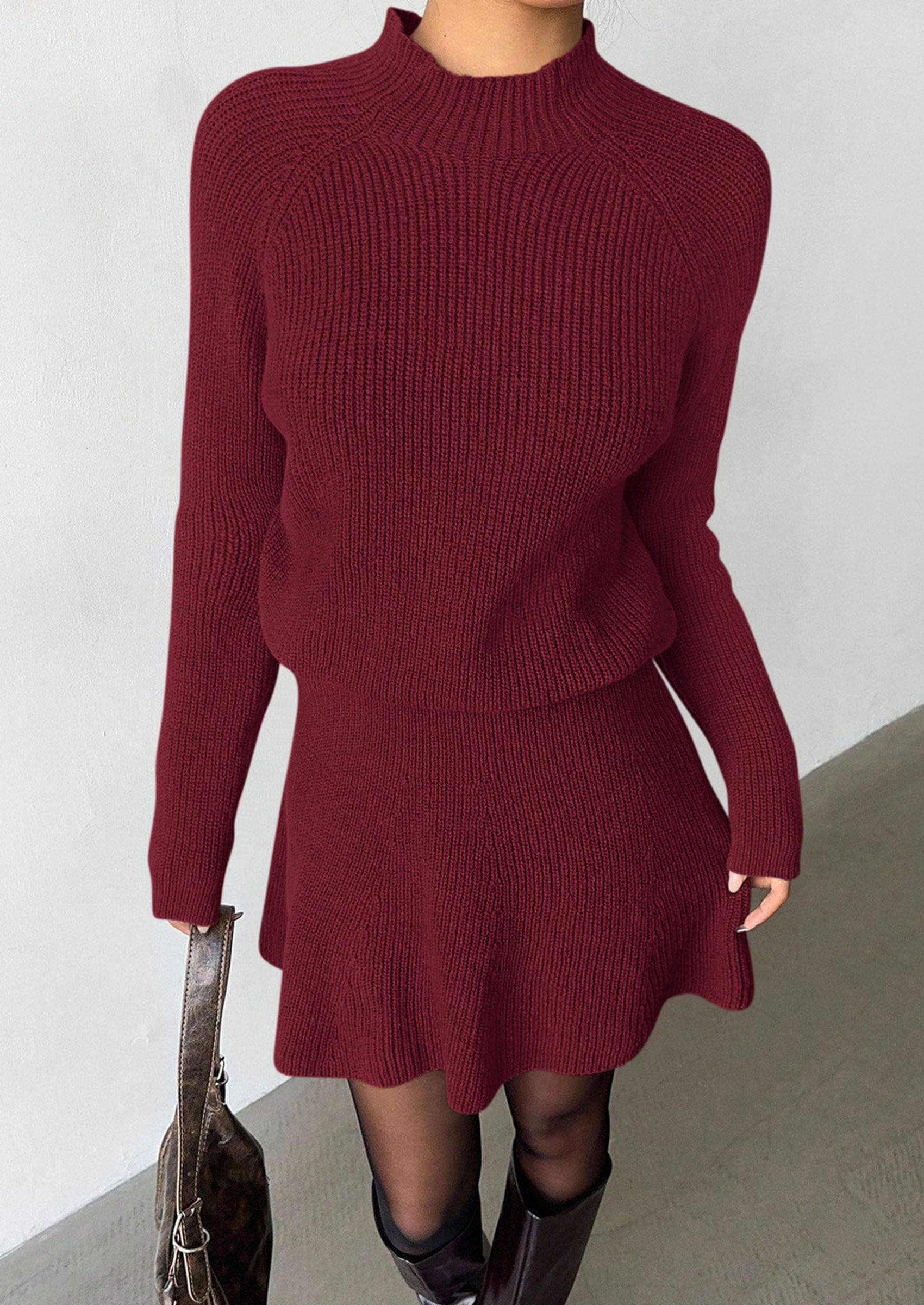 Women's Fall 2 Piece Outfits Matching Sweater Skirt Sets