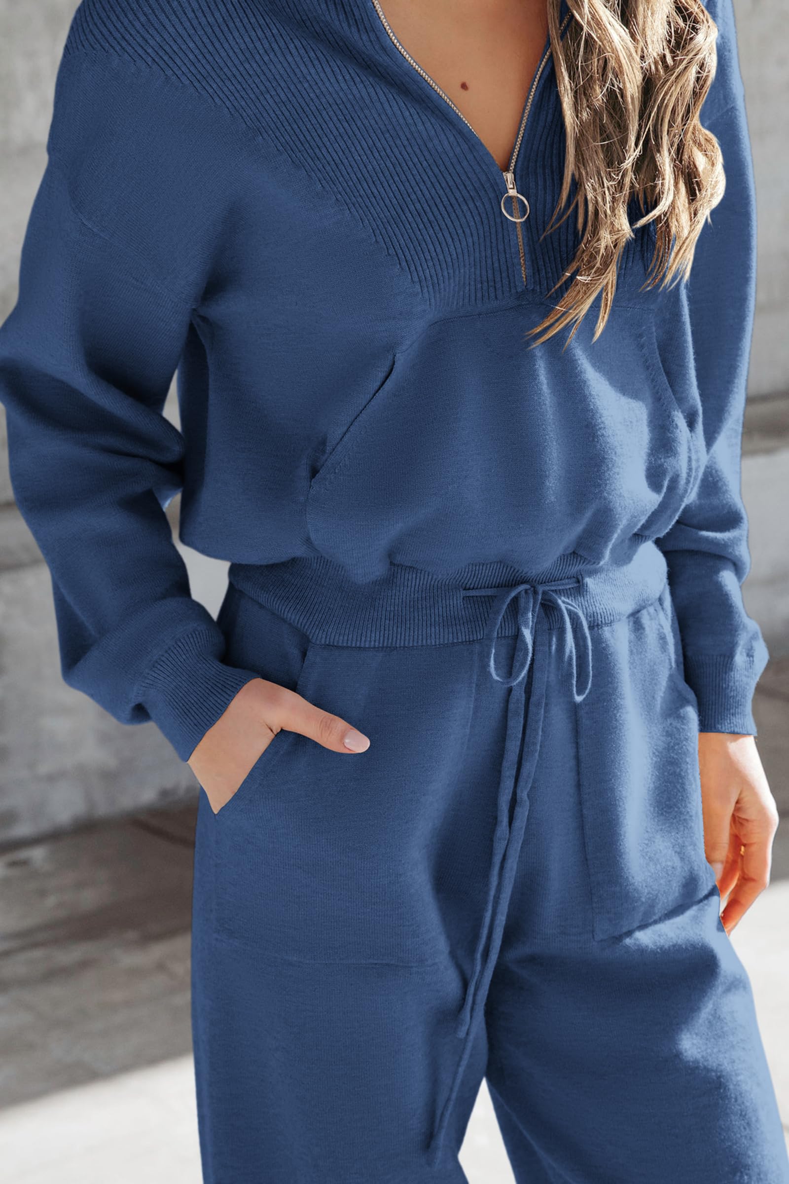 Women's 2 Piece Sweatsuits Set Fall Outfits(Blue,S)