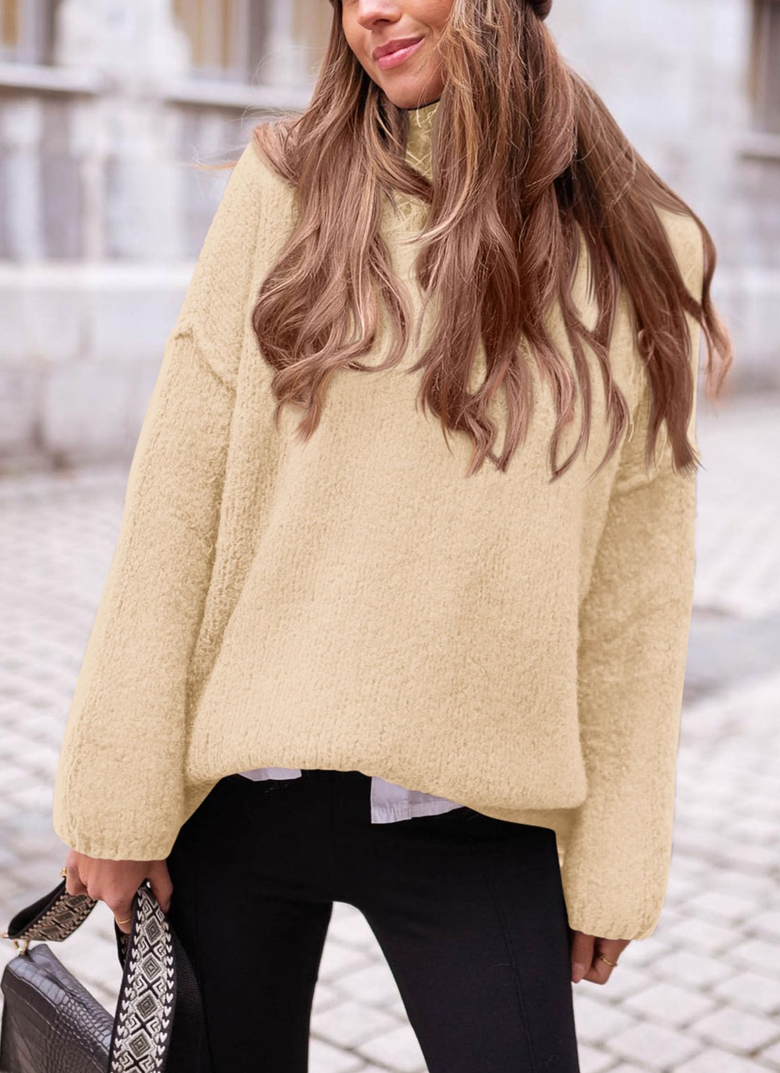 Women's Cozy Chunky Knit Oversized Fall Turtleneck Sweaters