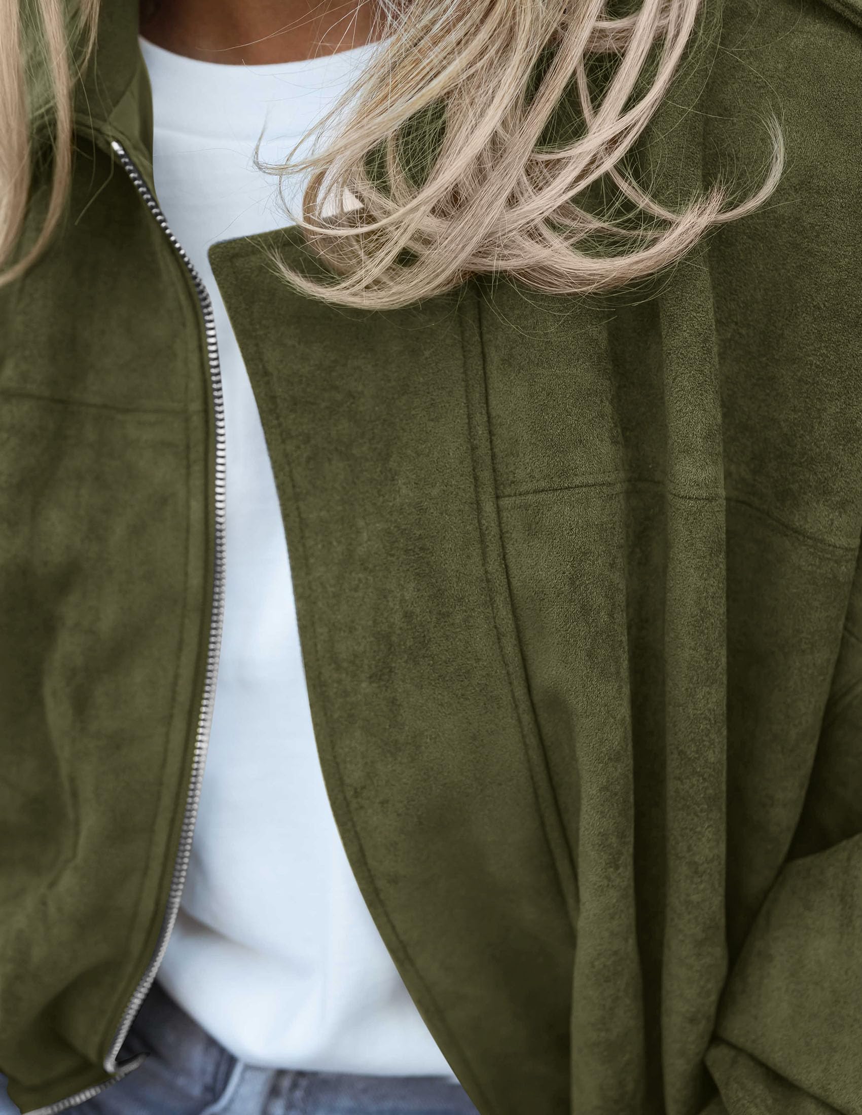 Faux Suede Jacket Women Fall Cropped Western Bomber Jacket