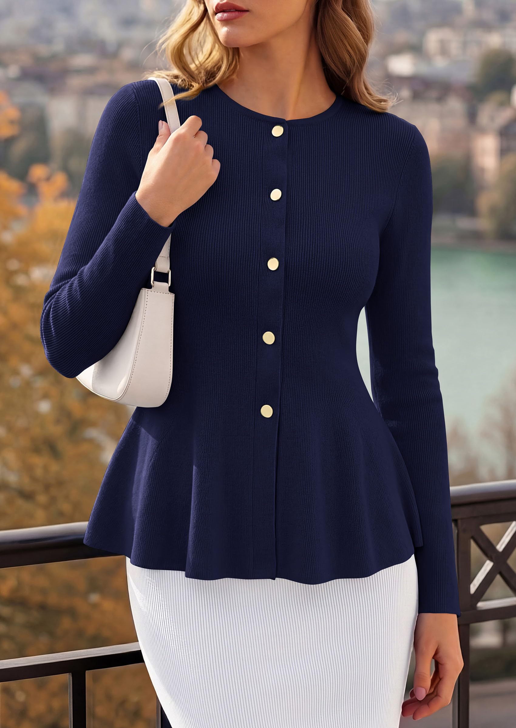 Women's Fall Lightweight Cardigan Sweaters, Navy Blue,S