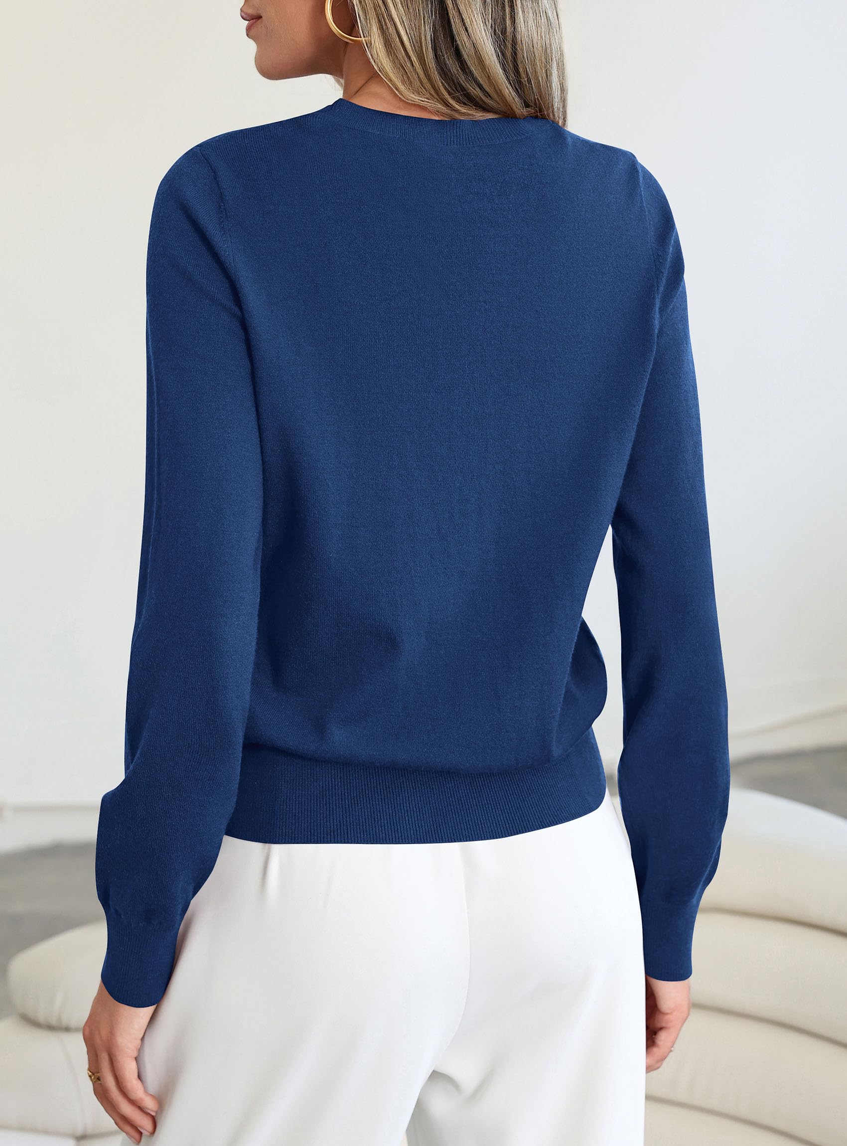 Womens Fall Basic Long Sleeve Sweater,Navy,XS