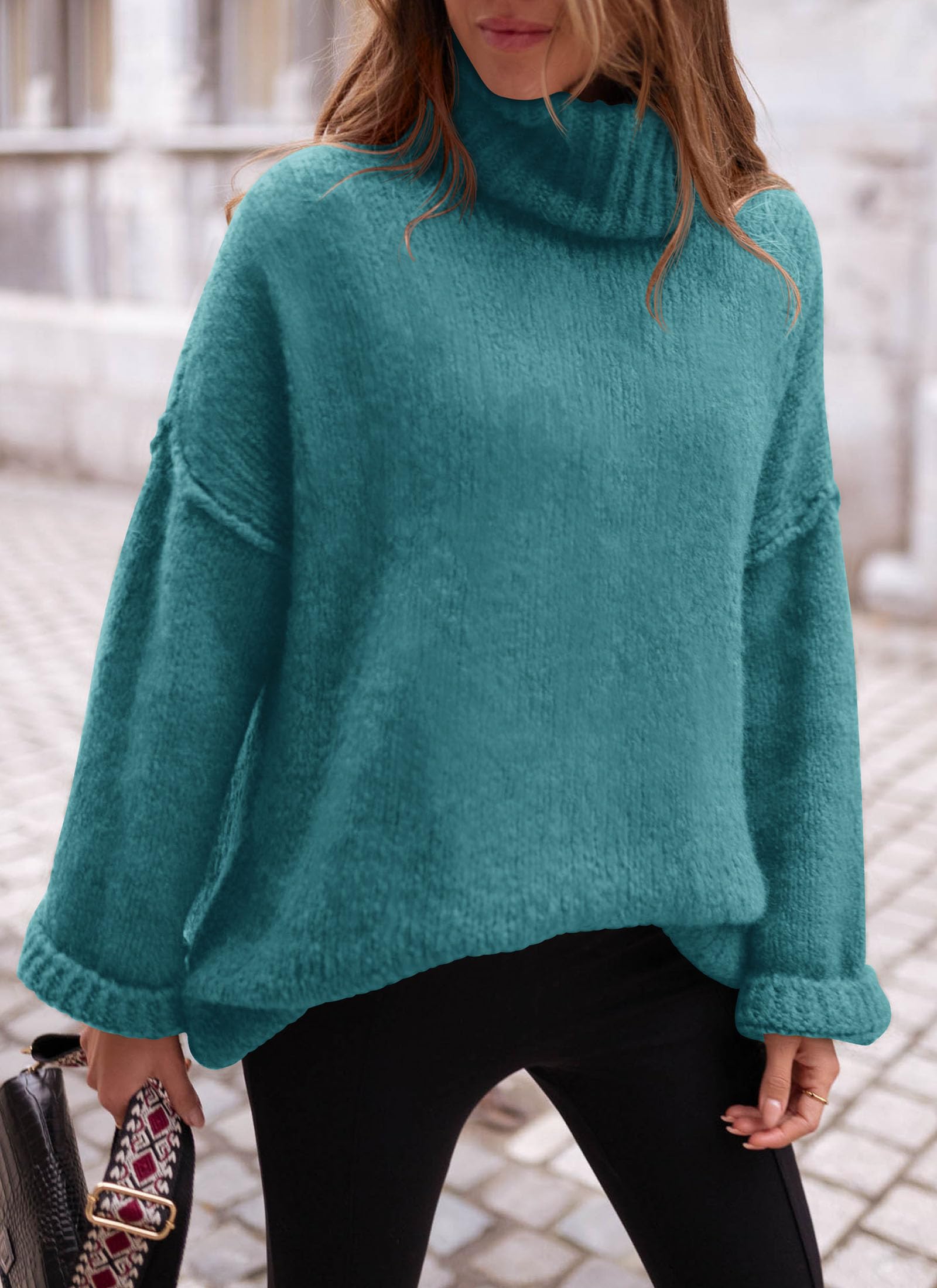 Women's Cozy Chunky Knit Oversized Fall Turtleneck Sweaters