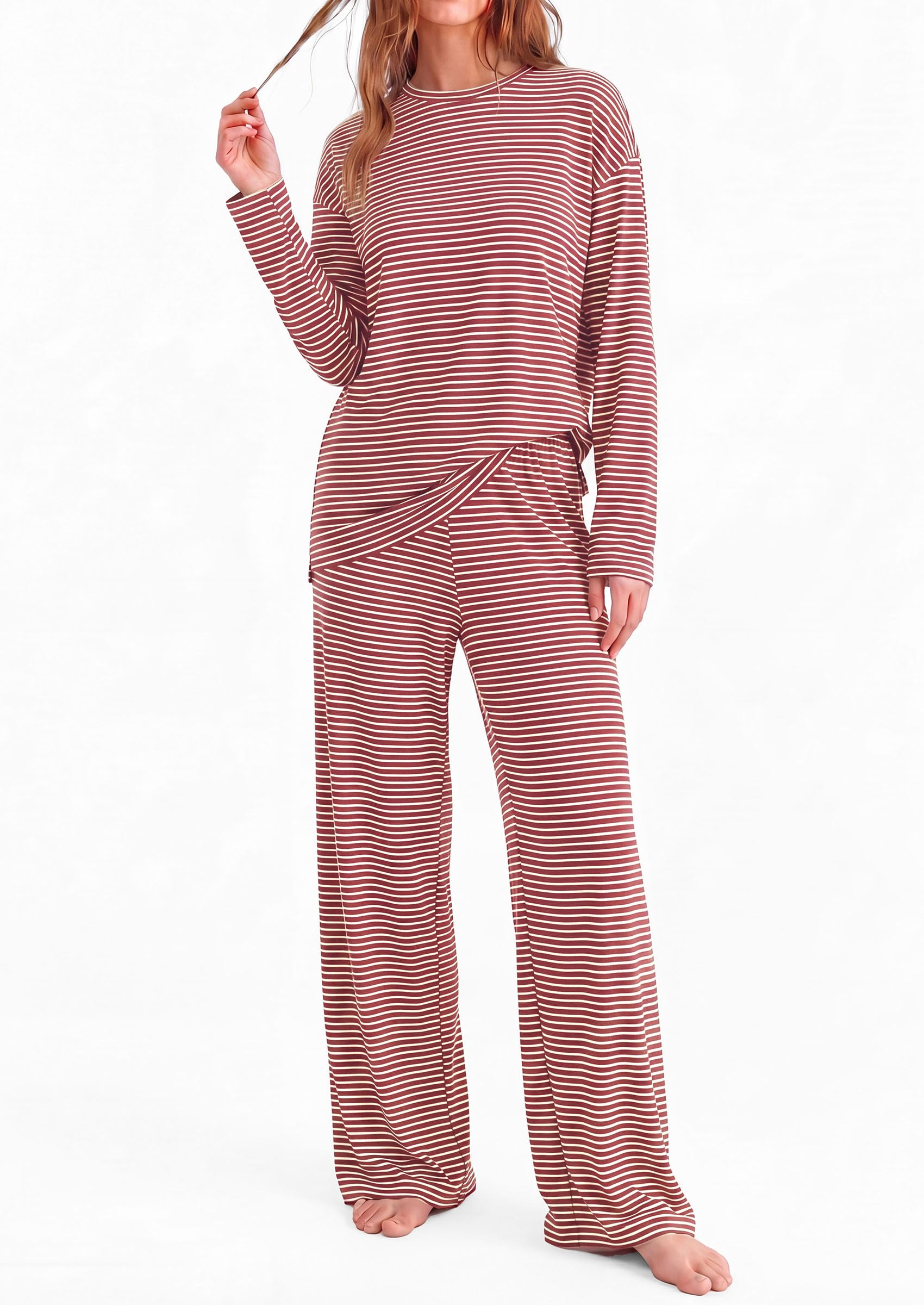Lounge Sets for Women Fall Striped Matching Comfy Pajama Sets
