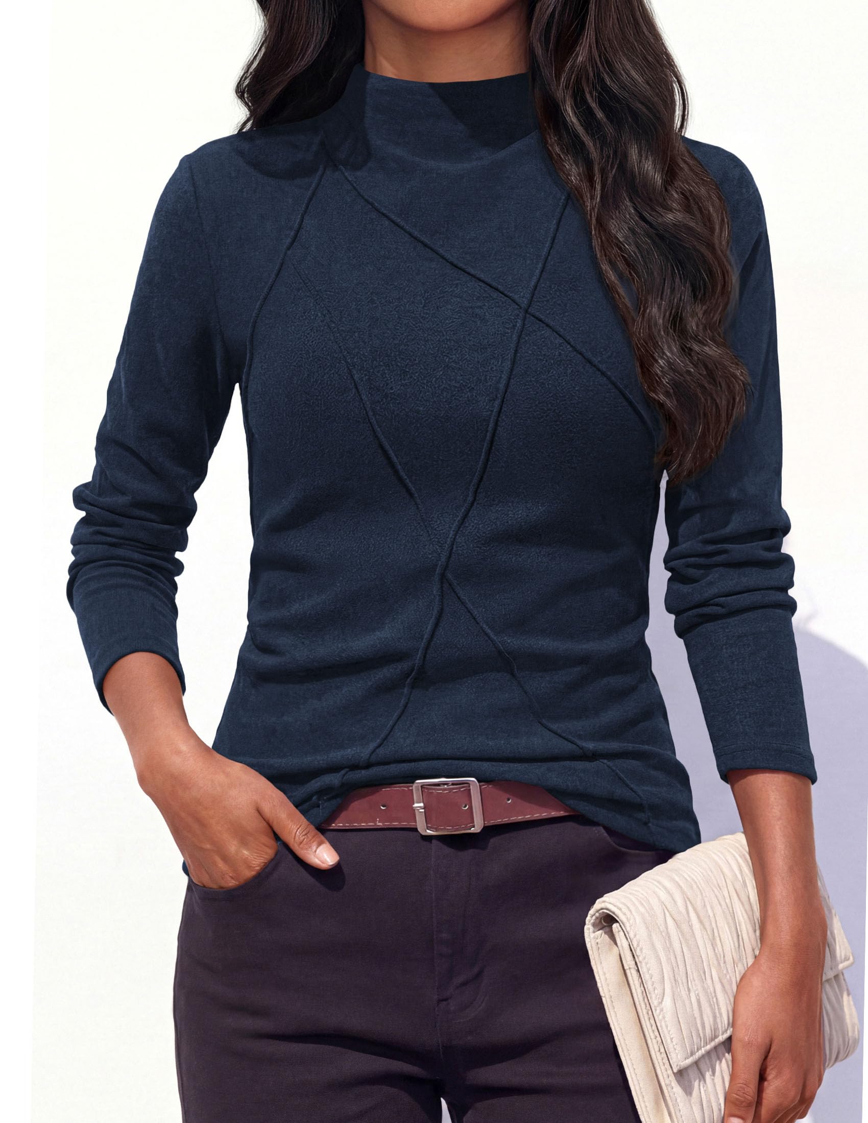 Women's Mock Neck Long Sleeve Shirts Underscrub Fall Tops