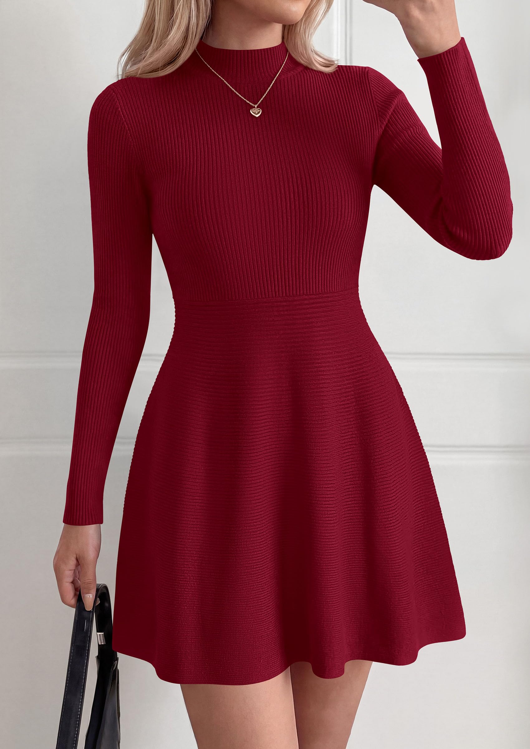 Women's Knit A Line Short Sweater Dress for Fall Wedding Guest
