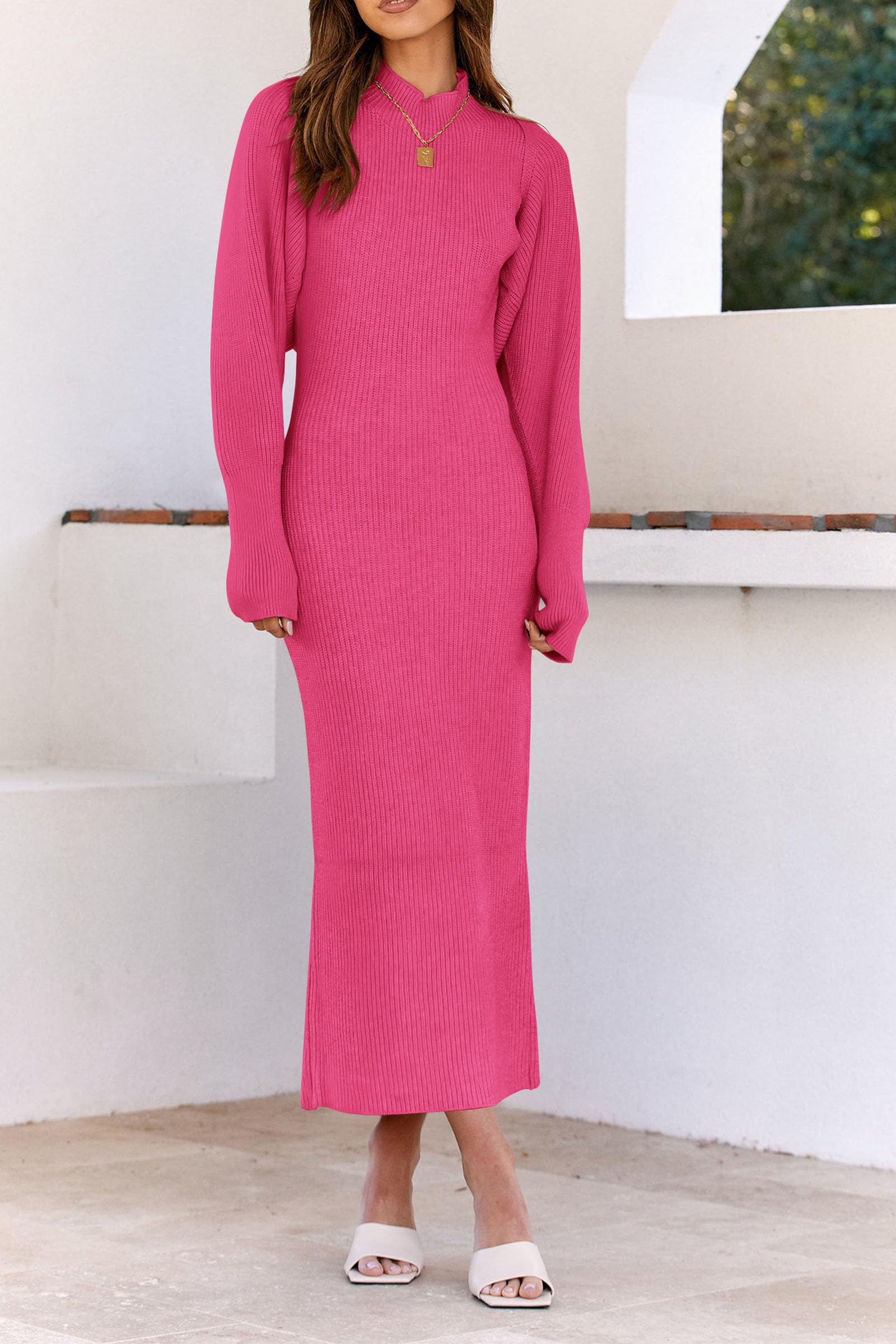 Womens 2 Piece Ribbed Knit Sweater Dress Set Date Night Outfit