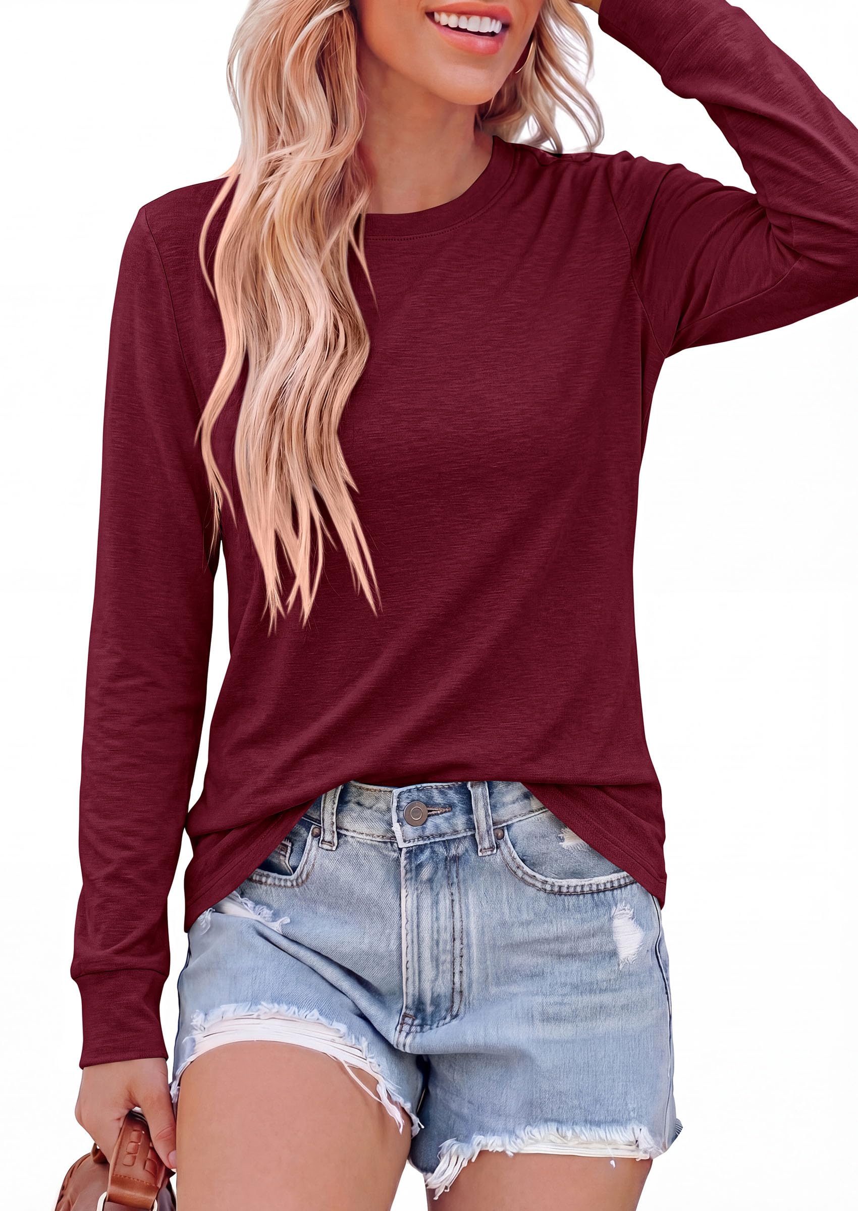 Long Sleeve Tshirts Shirts for Women Basic Casual Fall Tops