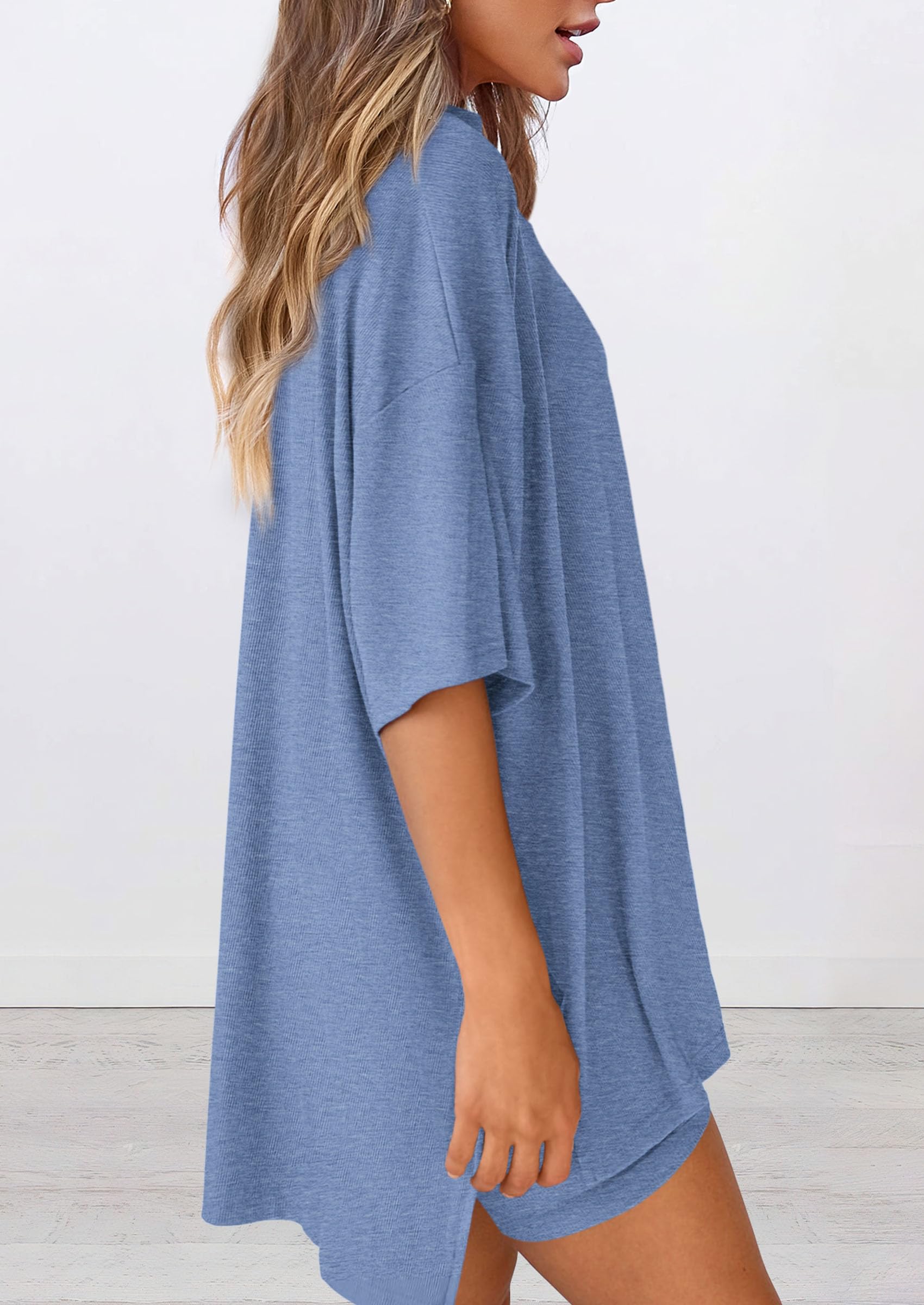 Women 2 Piece Lounge Set Airport Travel Outfit, Grey Blue,S